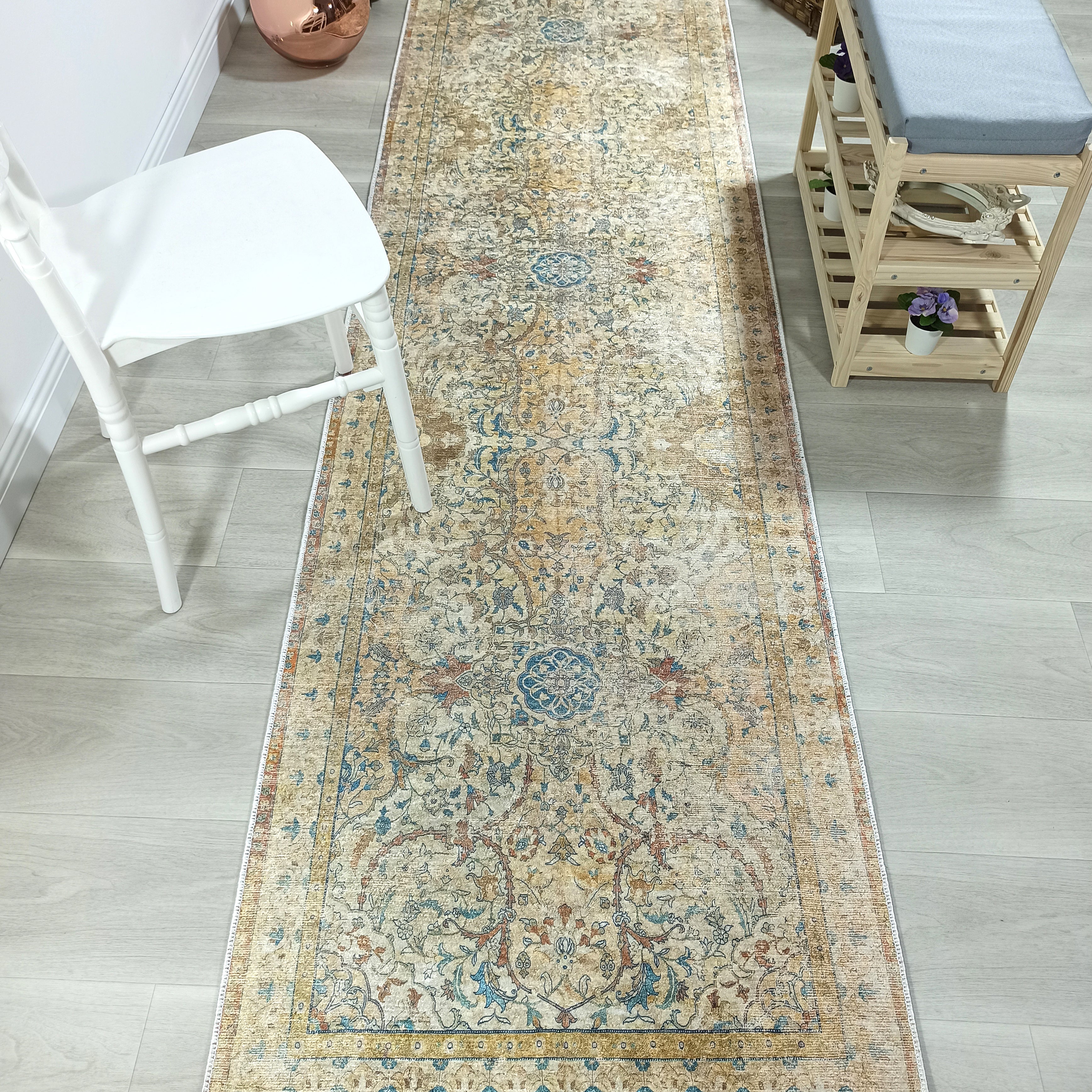 Persian Style Beige Blue Vintage Design Rug