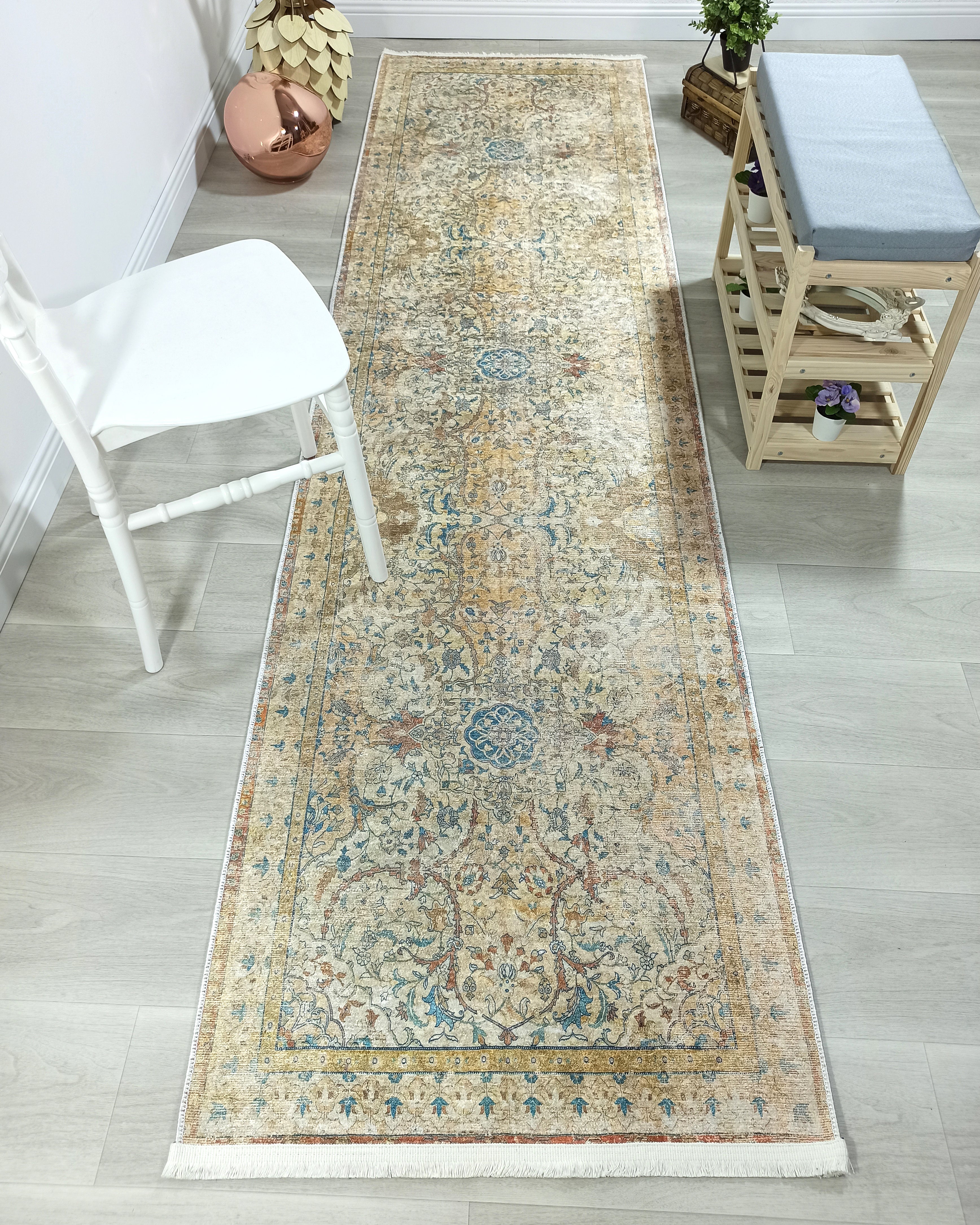 Persian Style Beige Blue Vintage Design Rug