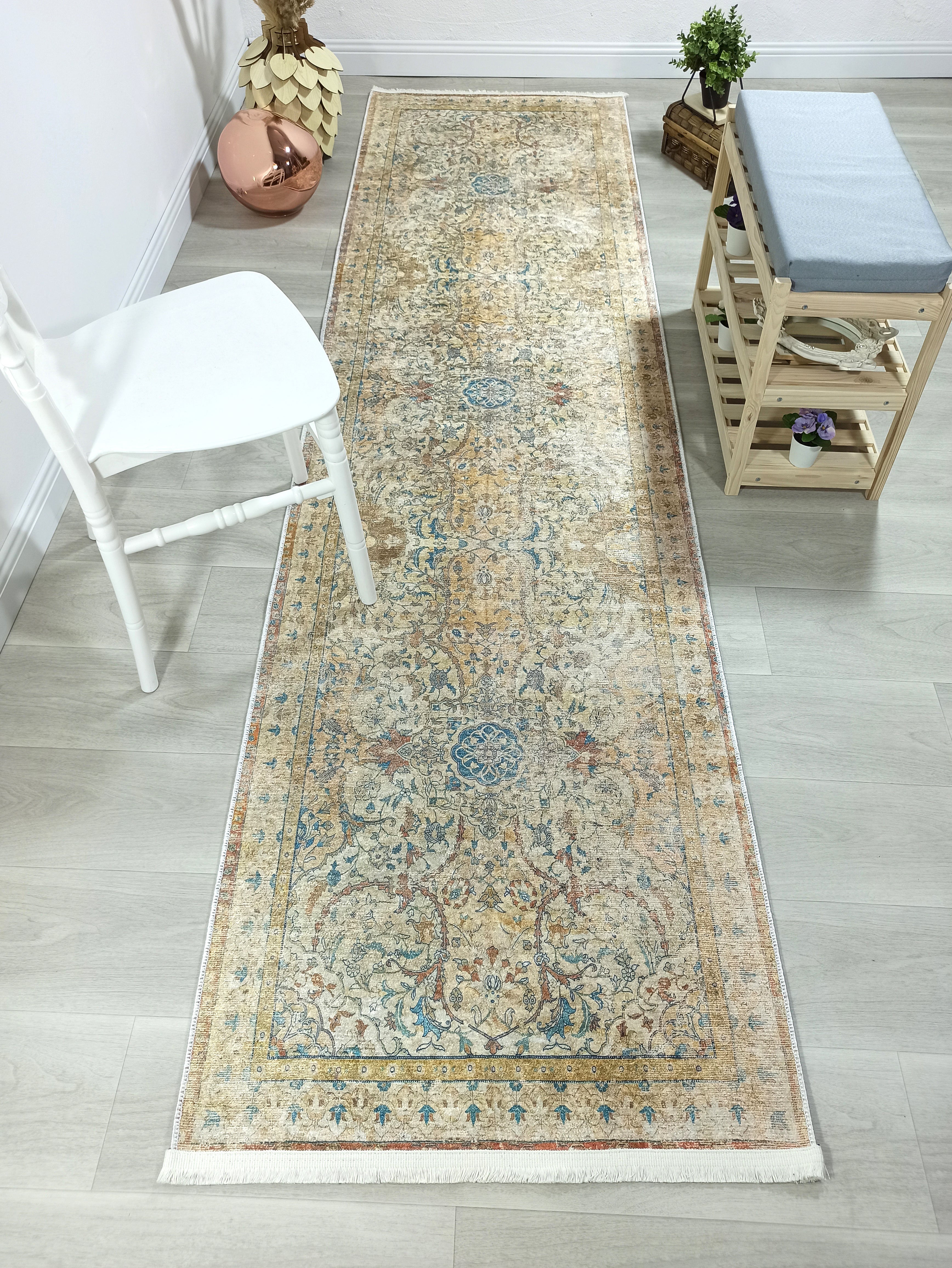 Persian Style Beige Blue Vintage Design Rug