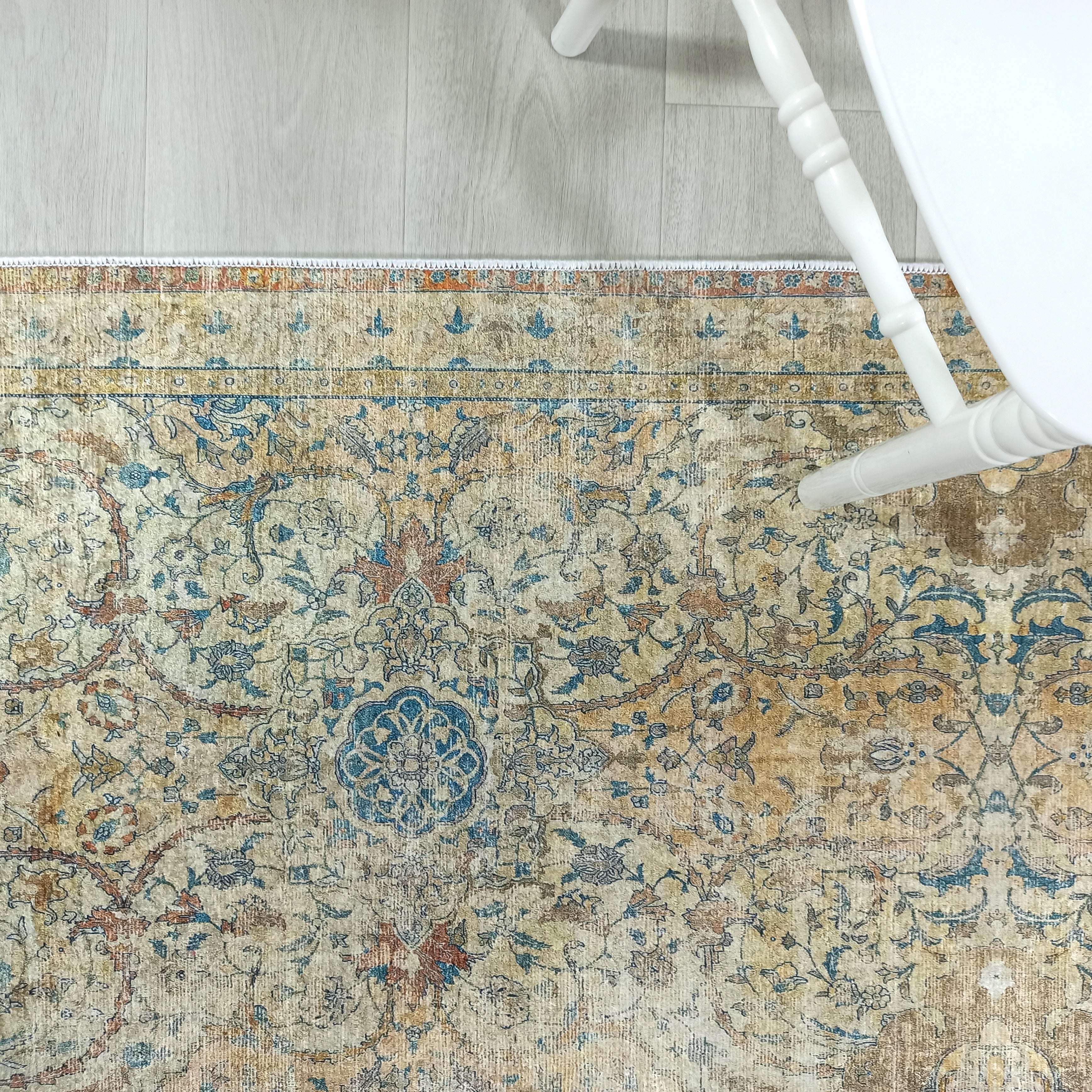 Persian Style Beige Blue Vintage Design Rug