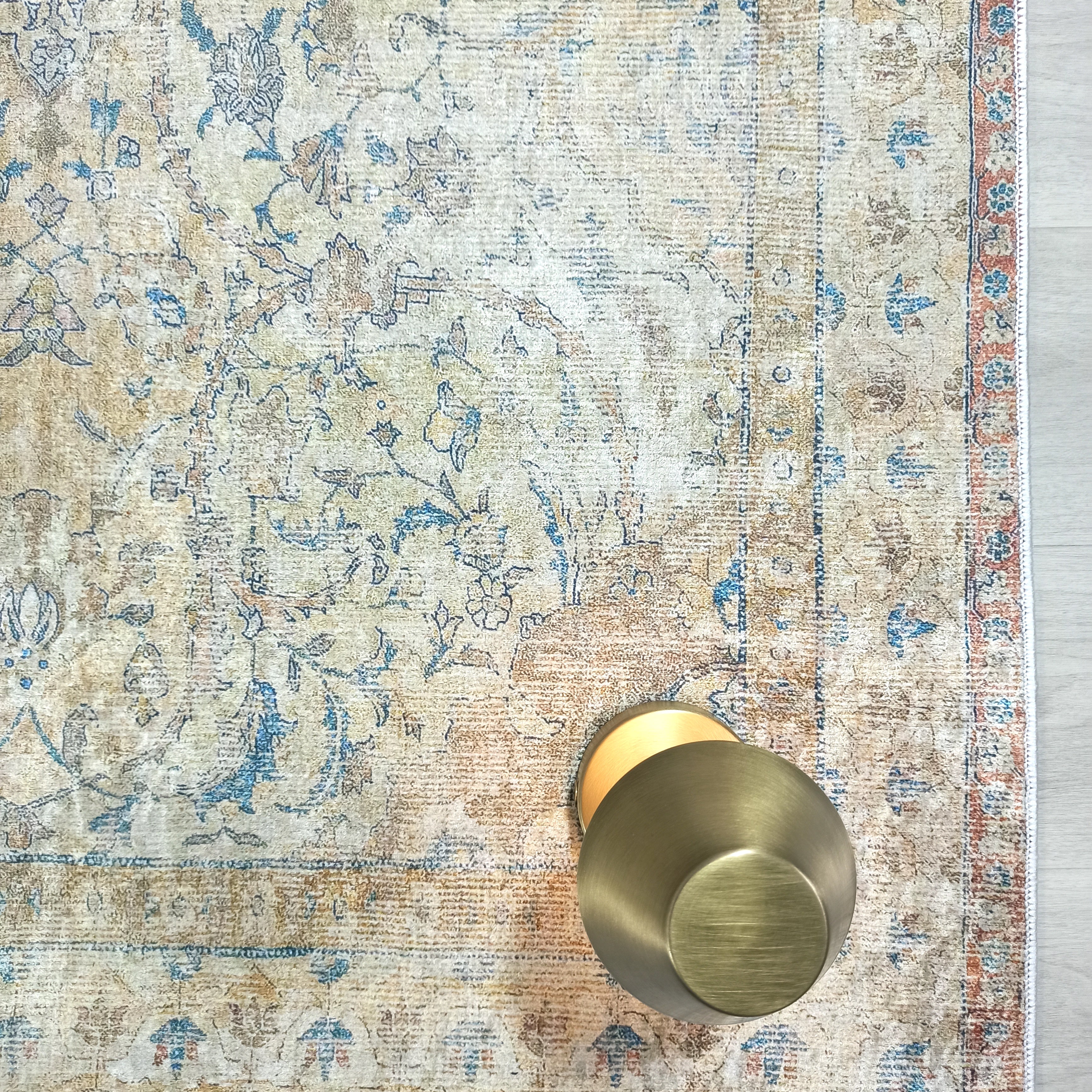 Persian Style Beige Blue Vintage Design Rug