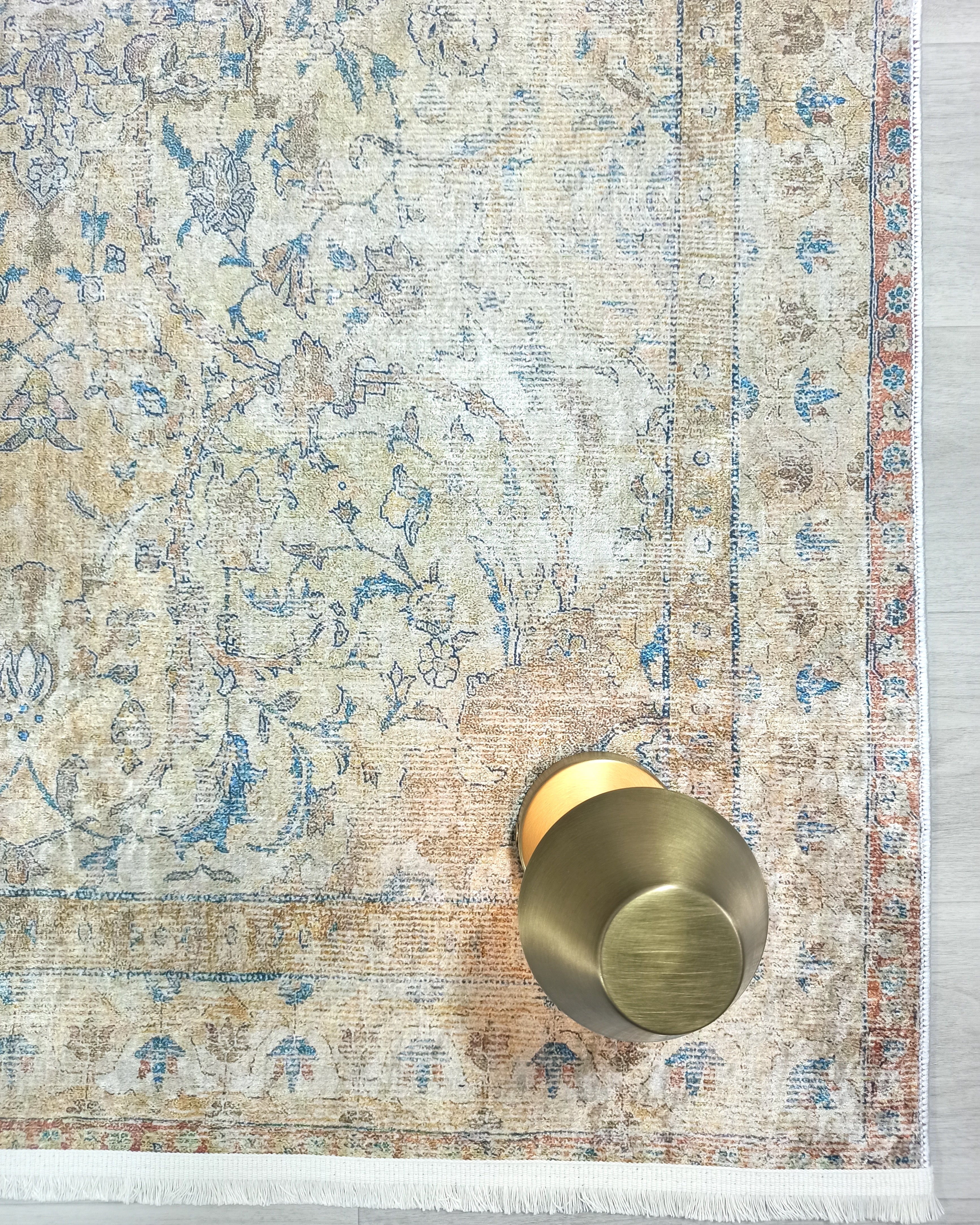 Persian Style Beige Blue Vintage Design Rug