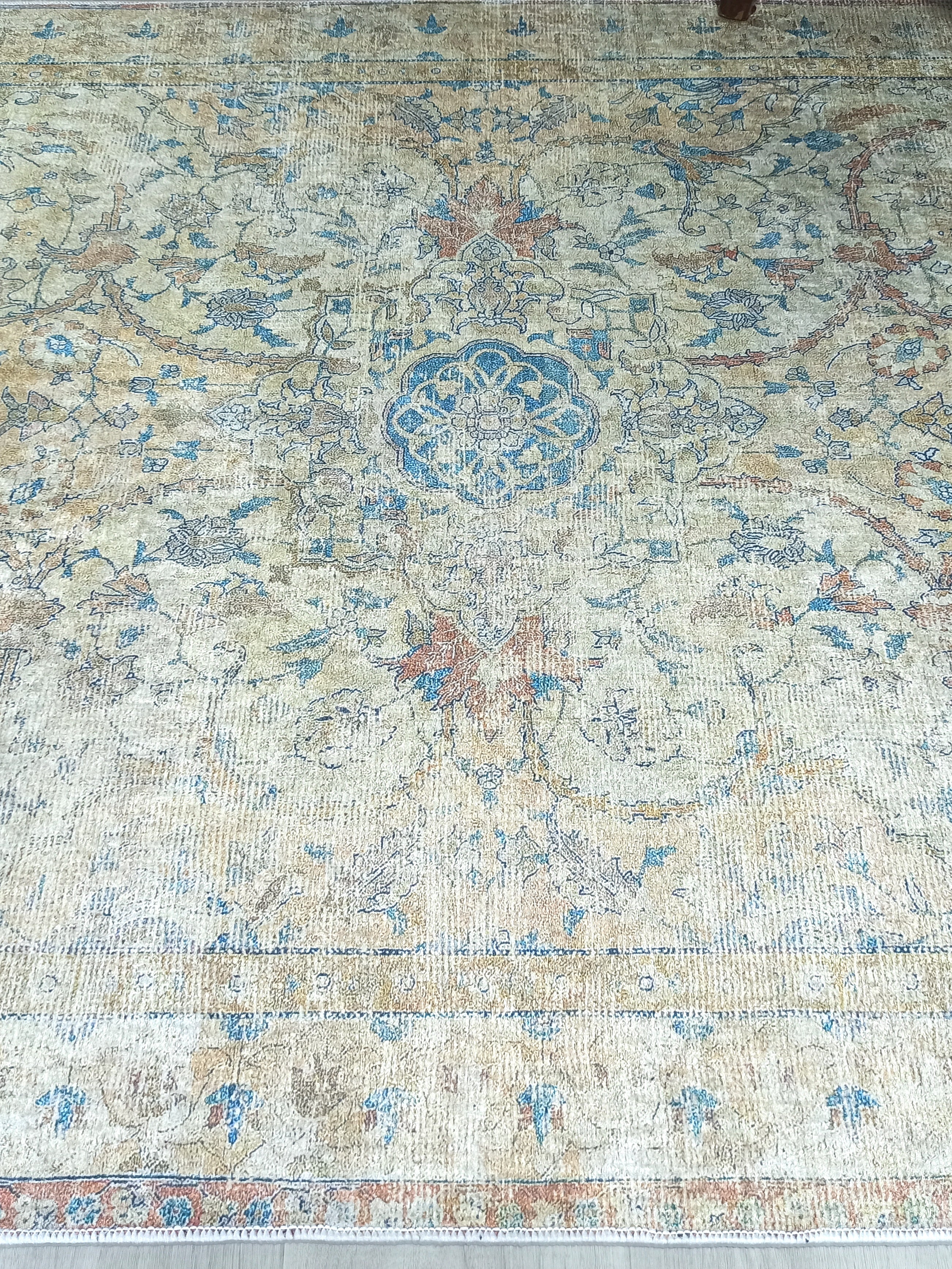 Persian Style Beige Blue Vintage Design Rug
