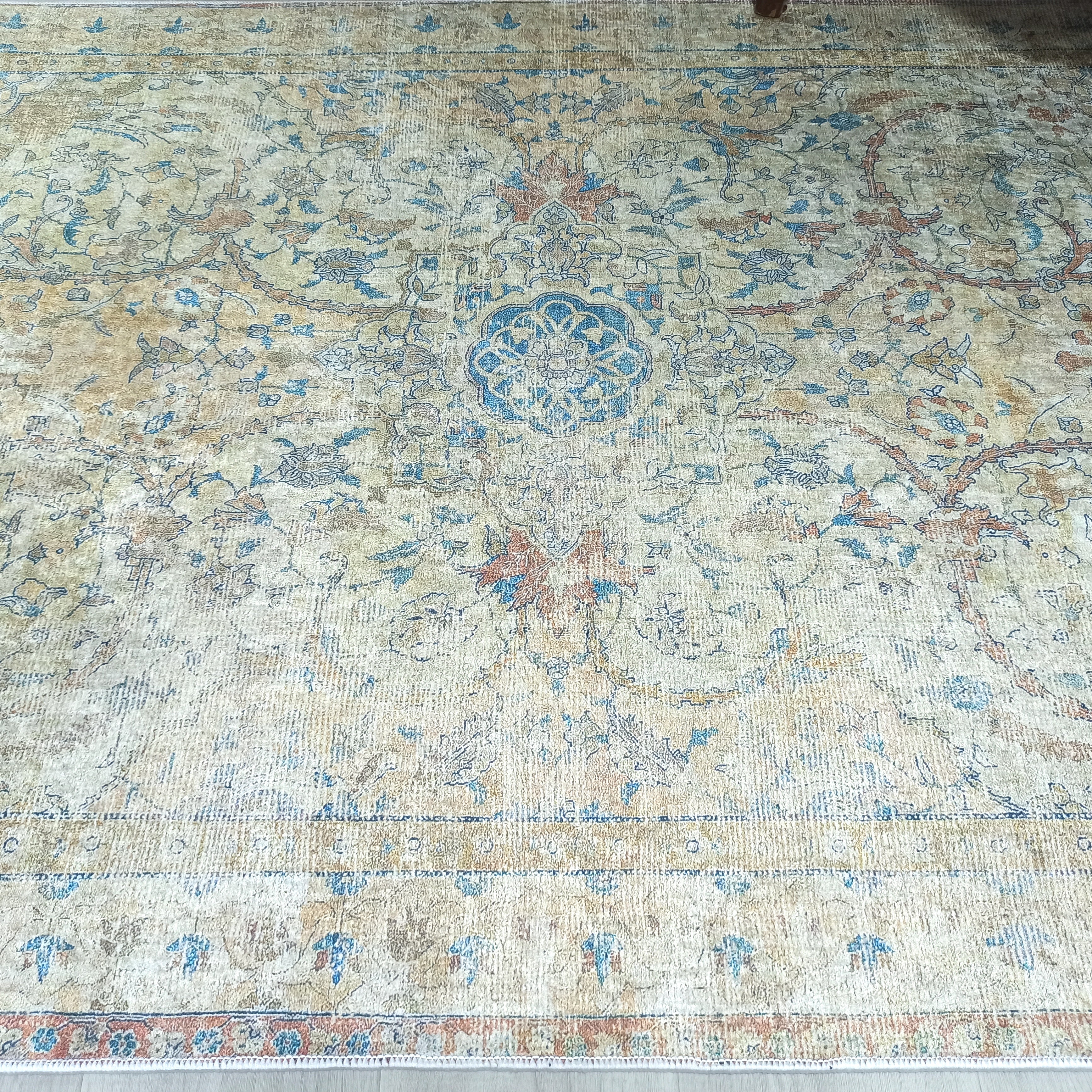 Persian Style Beige Blue Vintage Design Rug