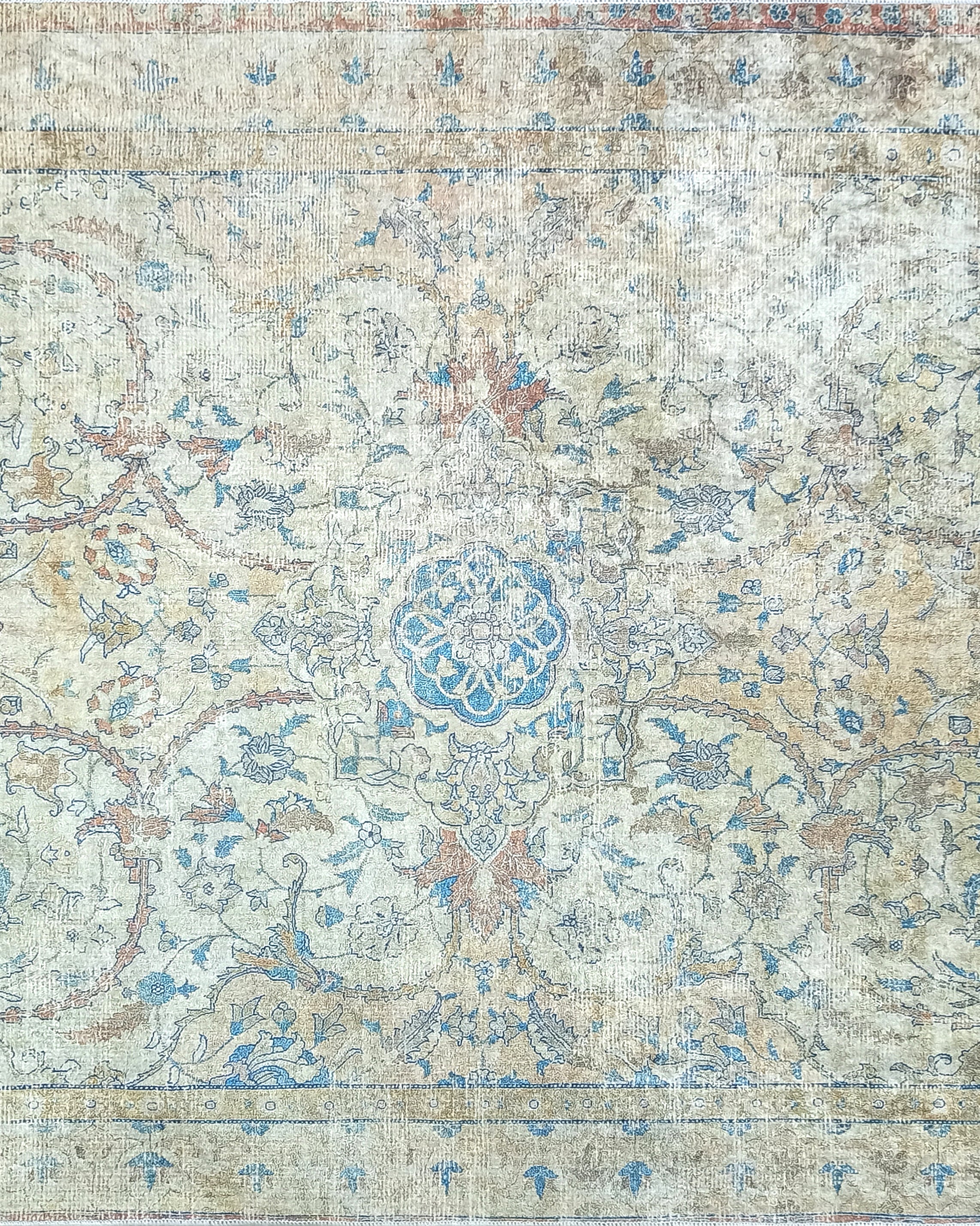 Persian Style Beige Blue Vintage Design Rug