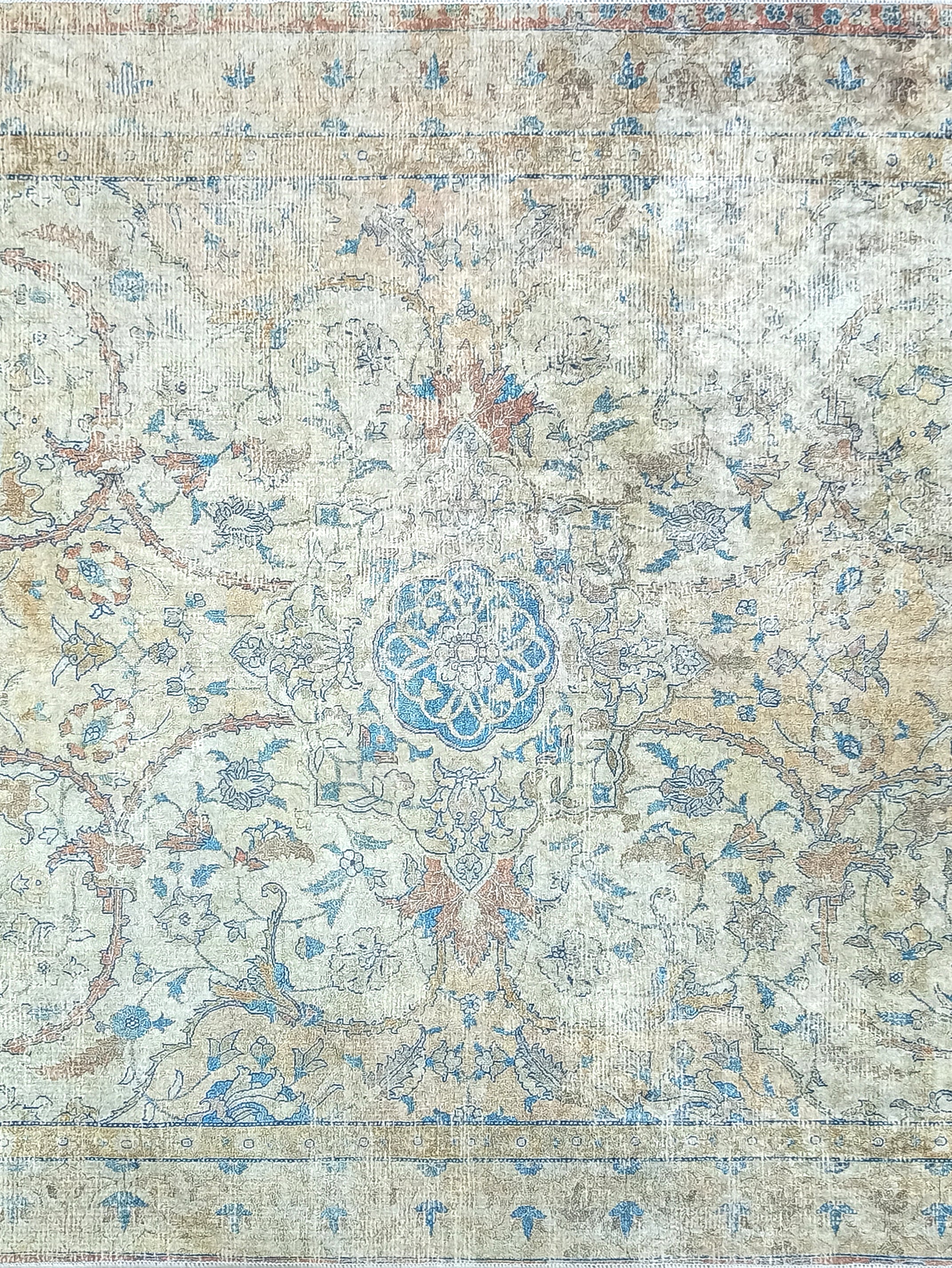 Persian Style Beige Blue Vintage Design Rug