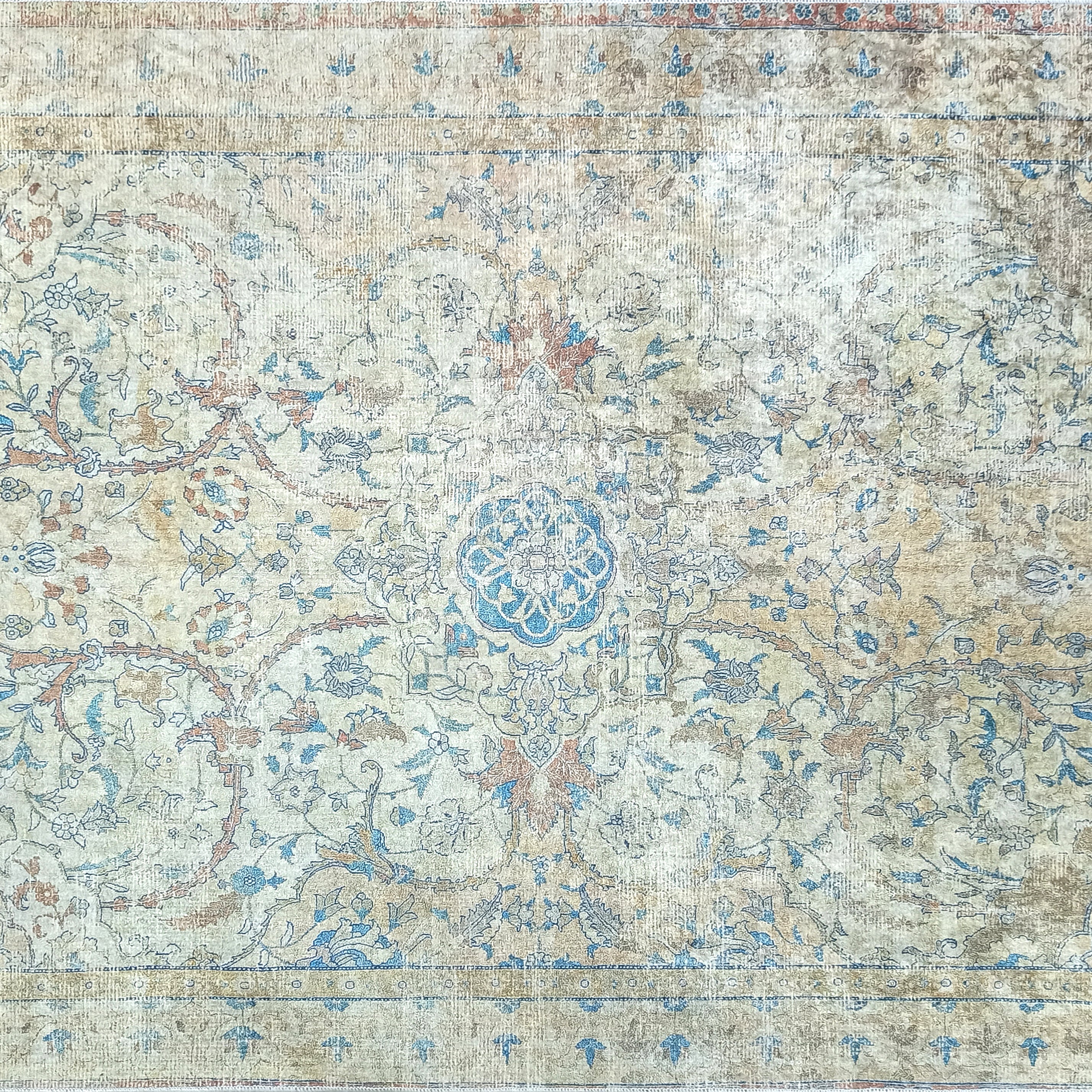 Persian Style Beige Blue Vintage Design Rug