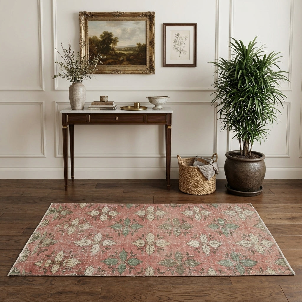 Tribal pattern on the Oykuara Anne vintage area rug – handmade in Anatolia, Turkey