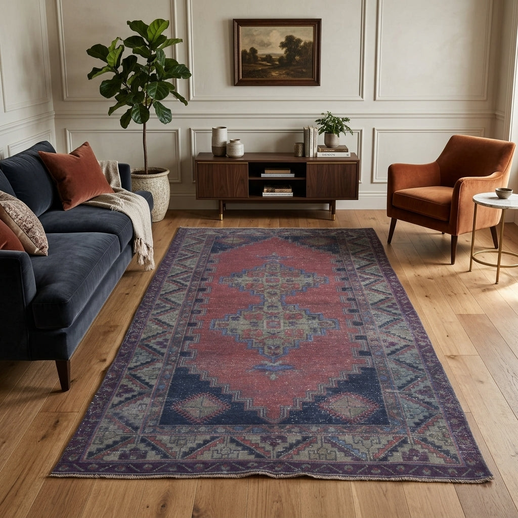 Pattern on the Ruyabahce vintage area rug – handmade in Turkey