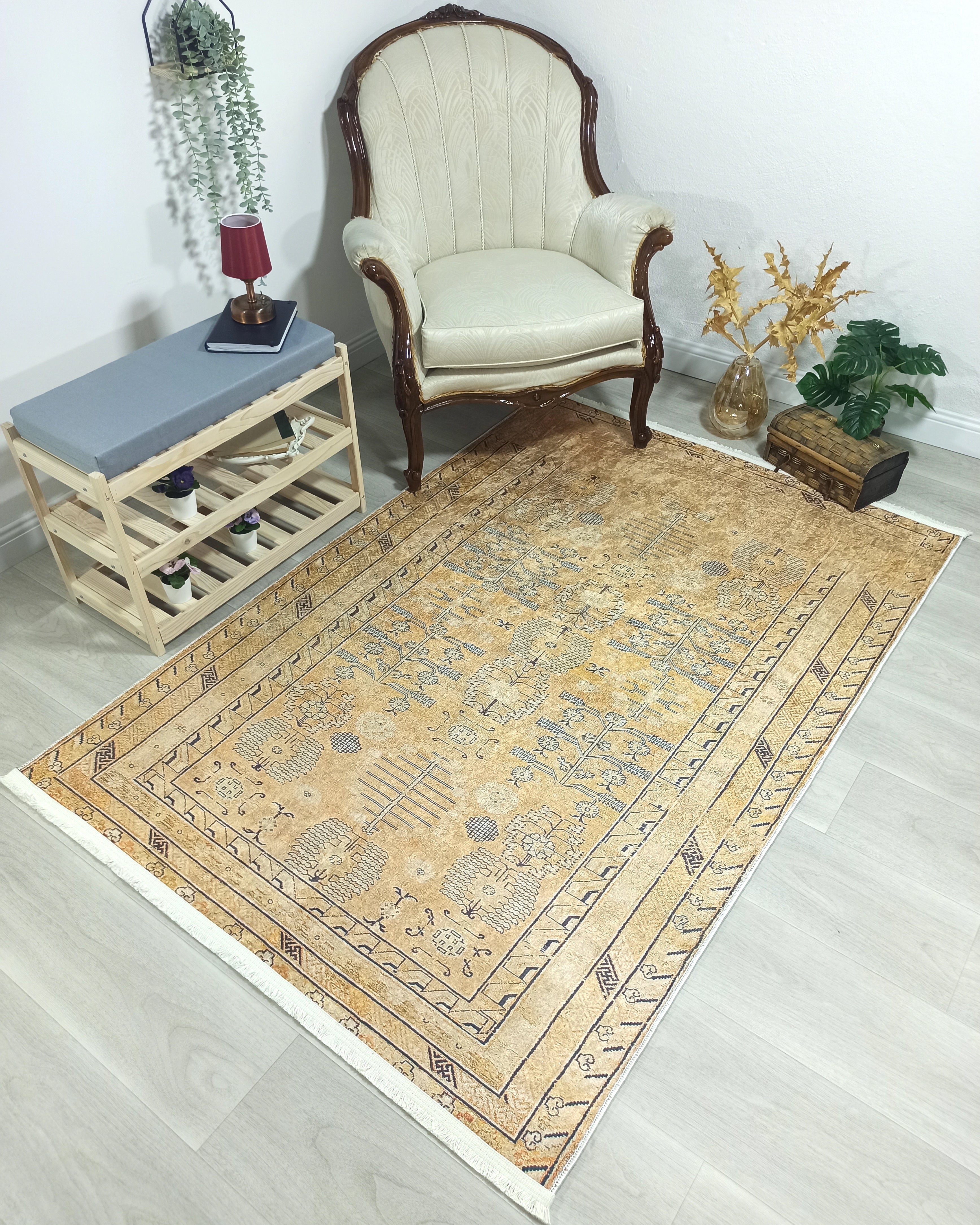 Persian Style Beige Yellow Vintage Design Rug