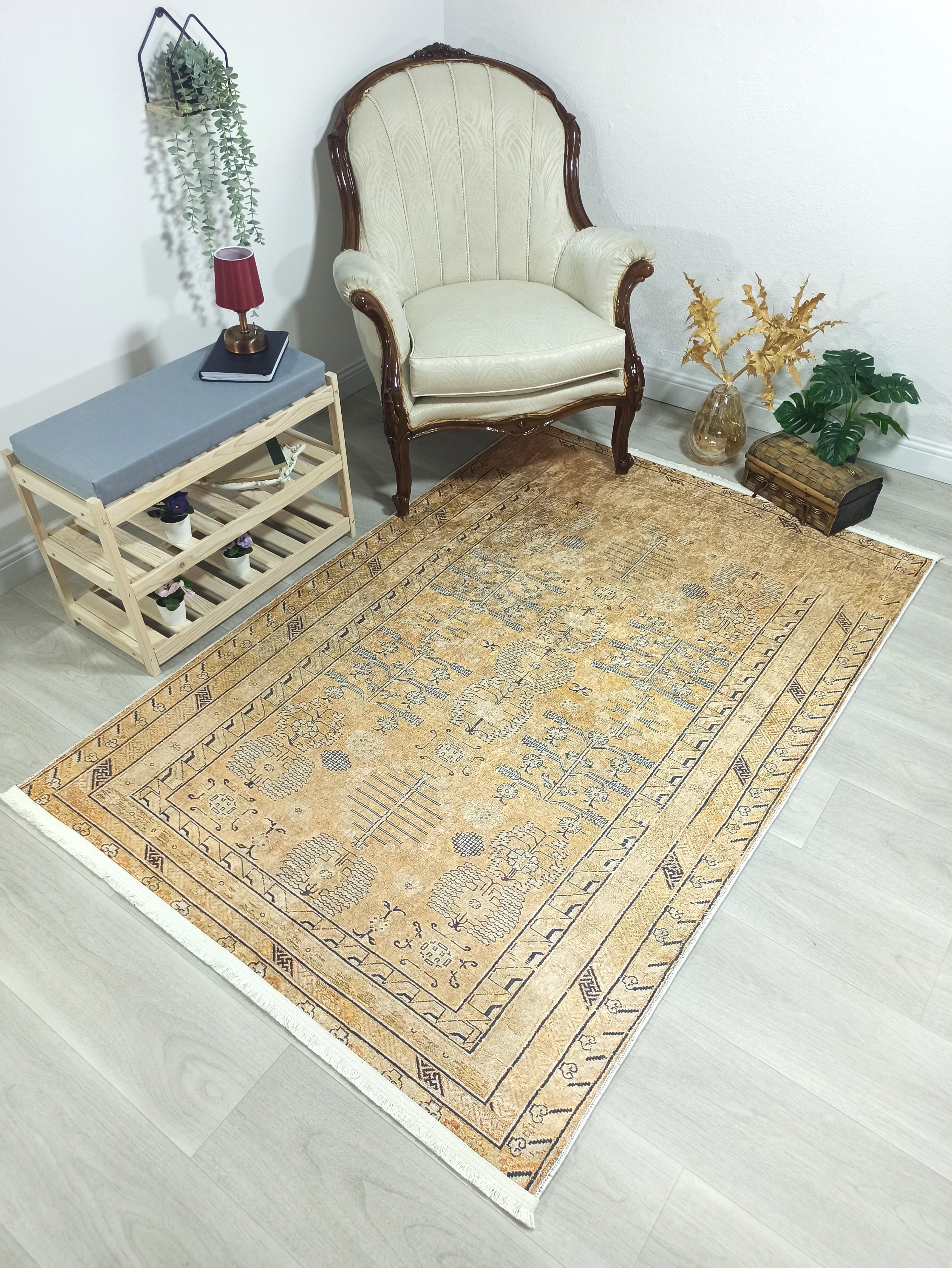 Persian Style Beige Yellow Vintage Design Rug