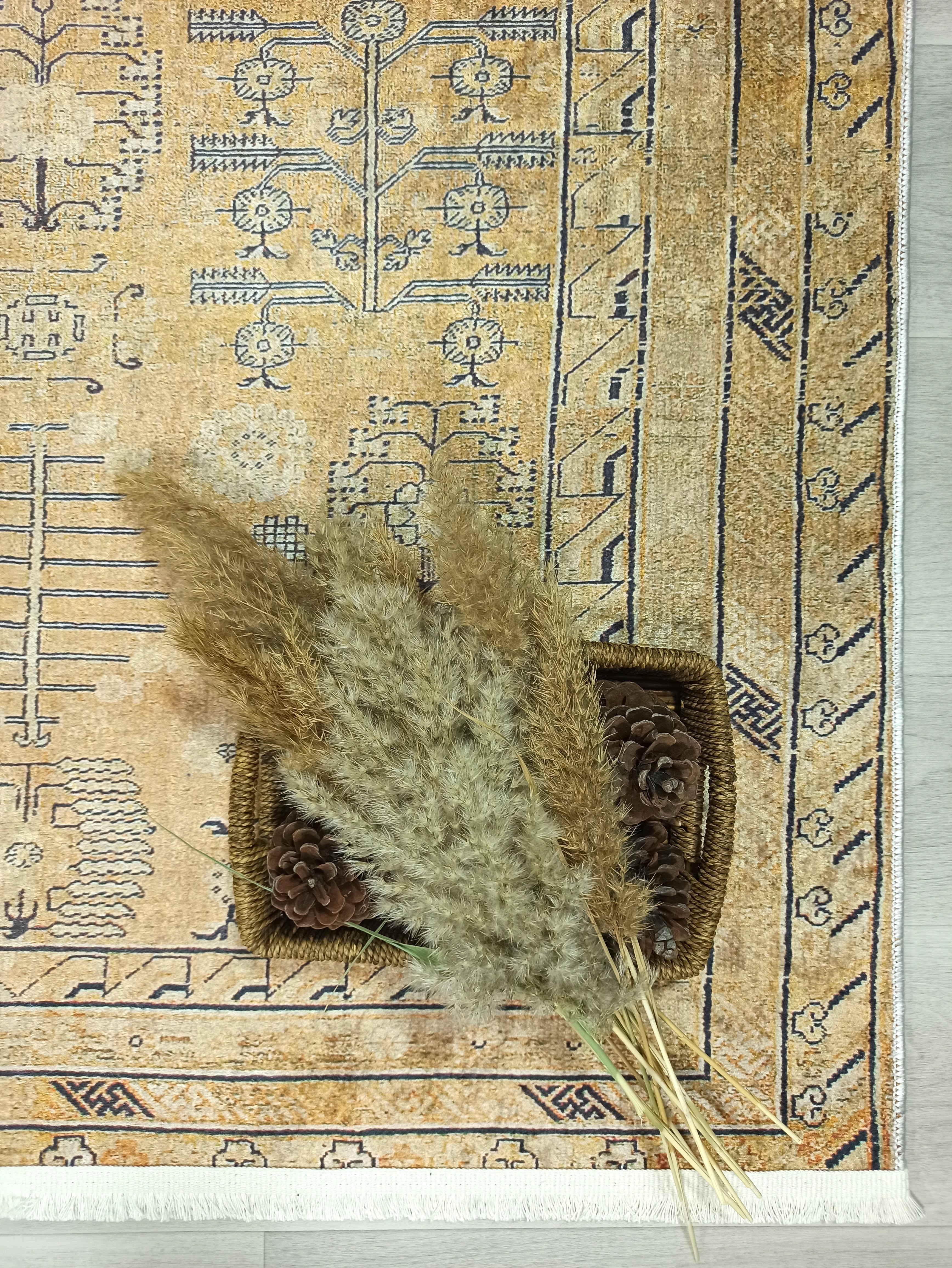 Persian Style Beige Yellow Vintage Design Rug