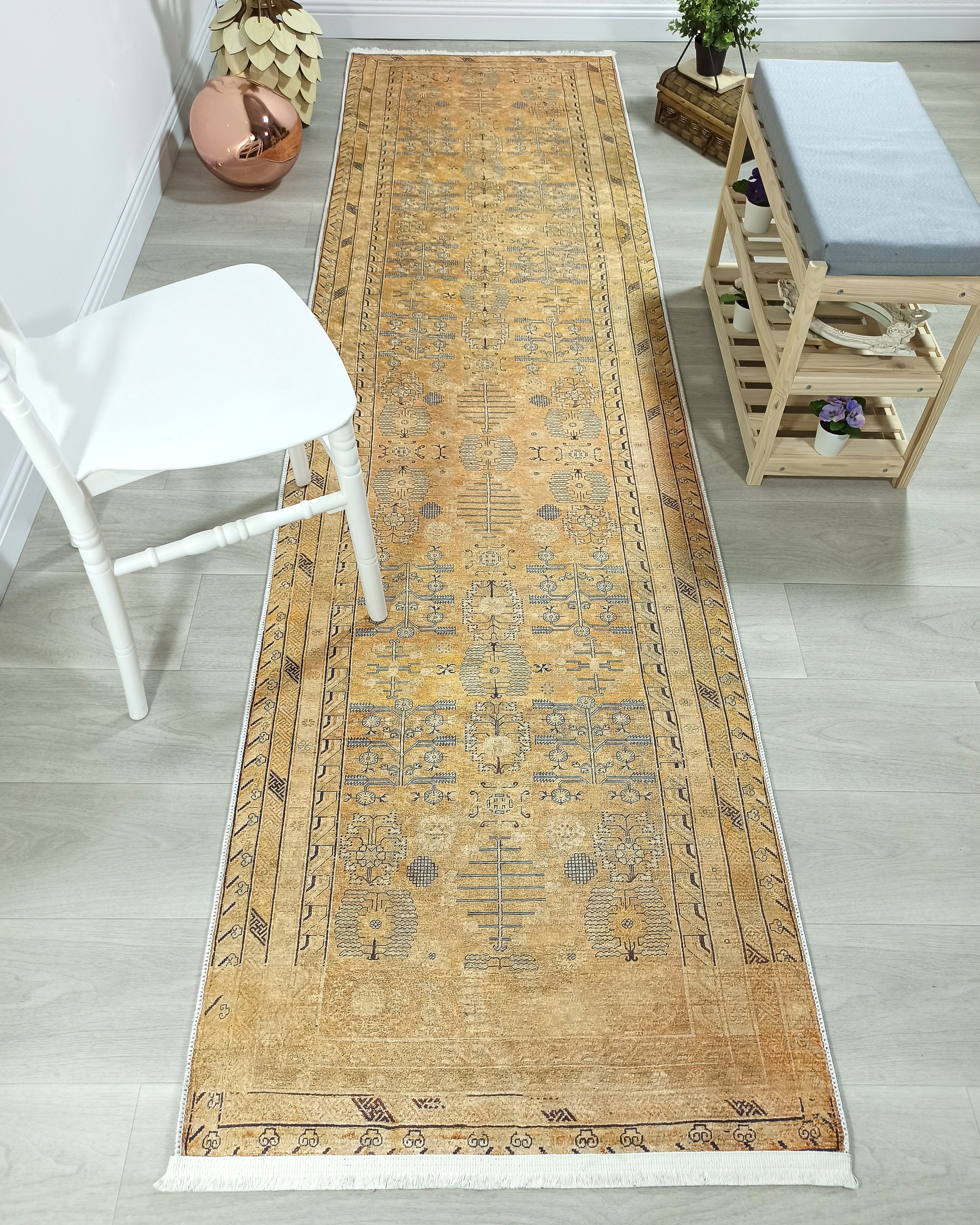 Persian Style Beige Yellow Vintage Design Rug