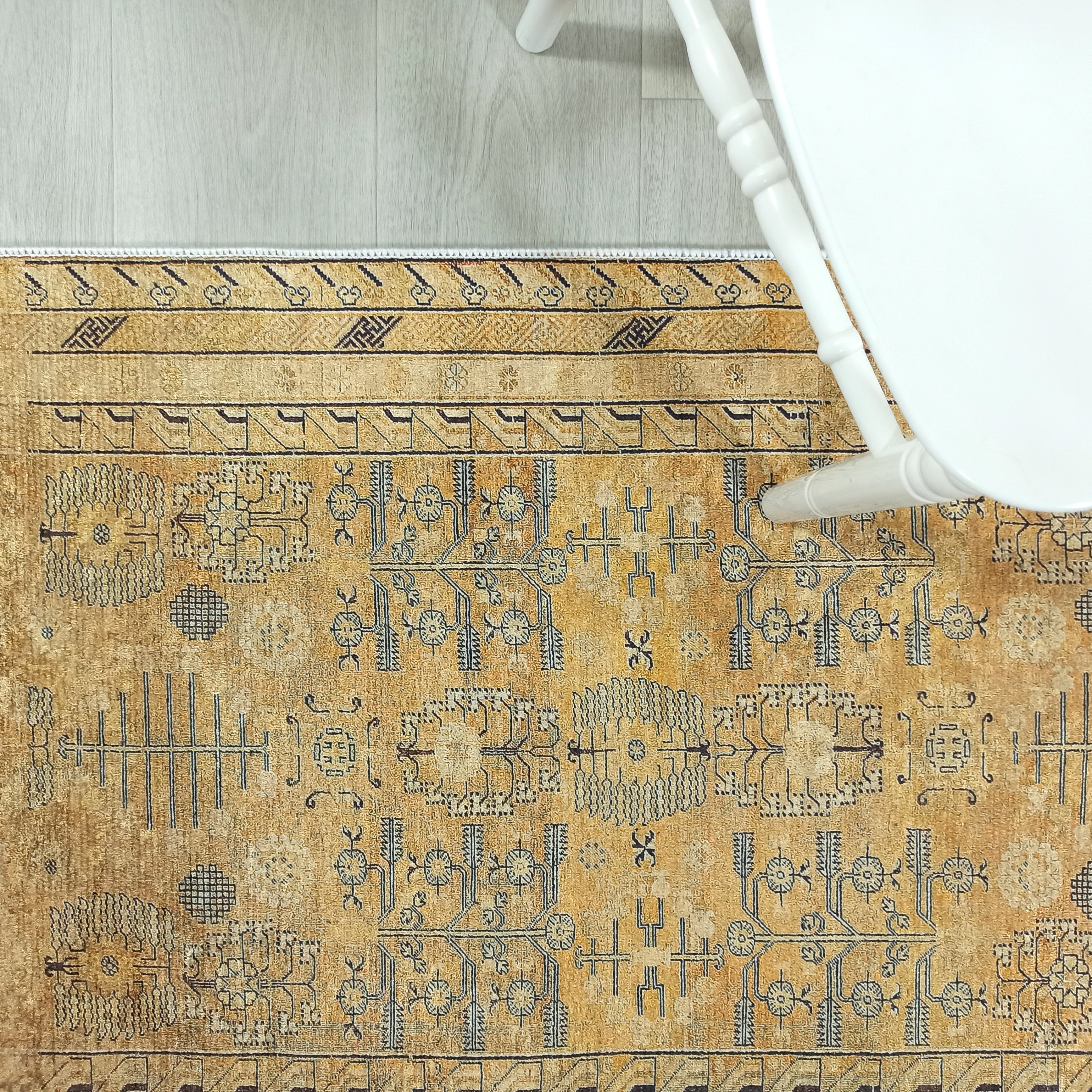 Persian Style Beige Yellow Vintage Design Rug