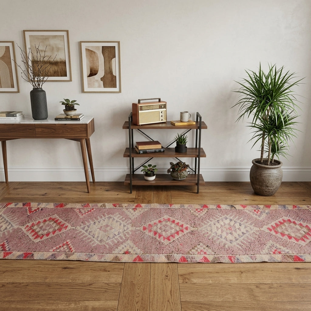 Geometric pattern on the Halopelia Cansina antique runner rug – handmade in Anatolia, Turkey