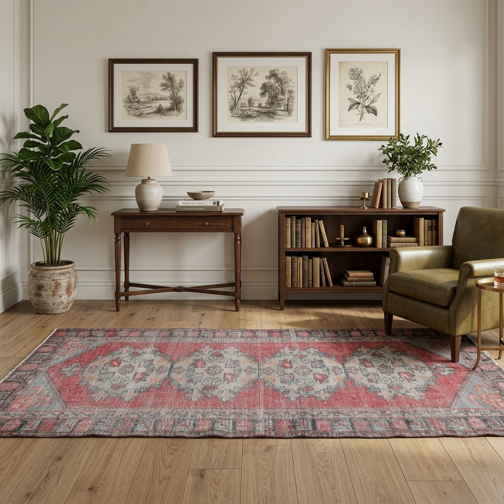 Oriental pattern on the Nevruzgul vintage runner rug – handmade in Anatolia, Turkey