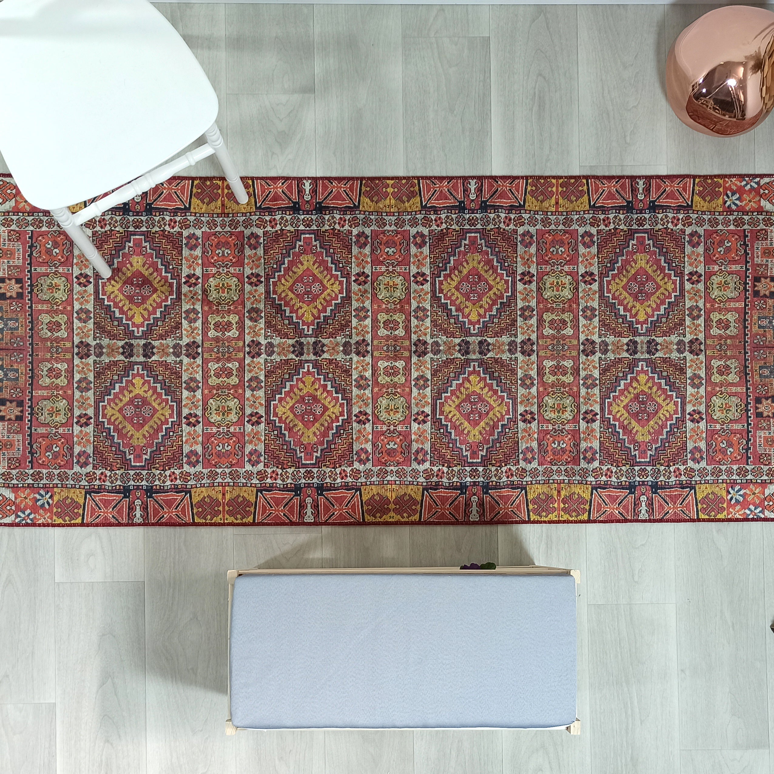 Persian Style Rug, Natural Ivory Colorful Geometry Rug