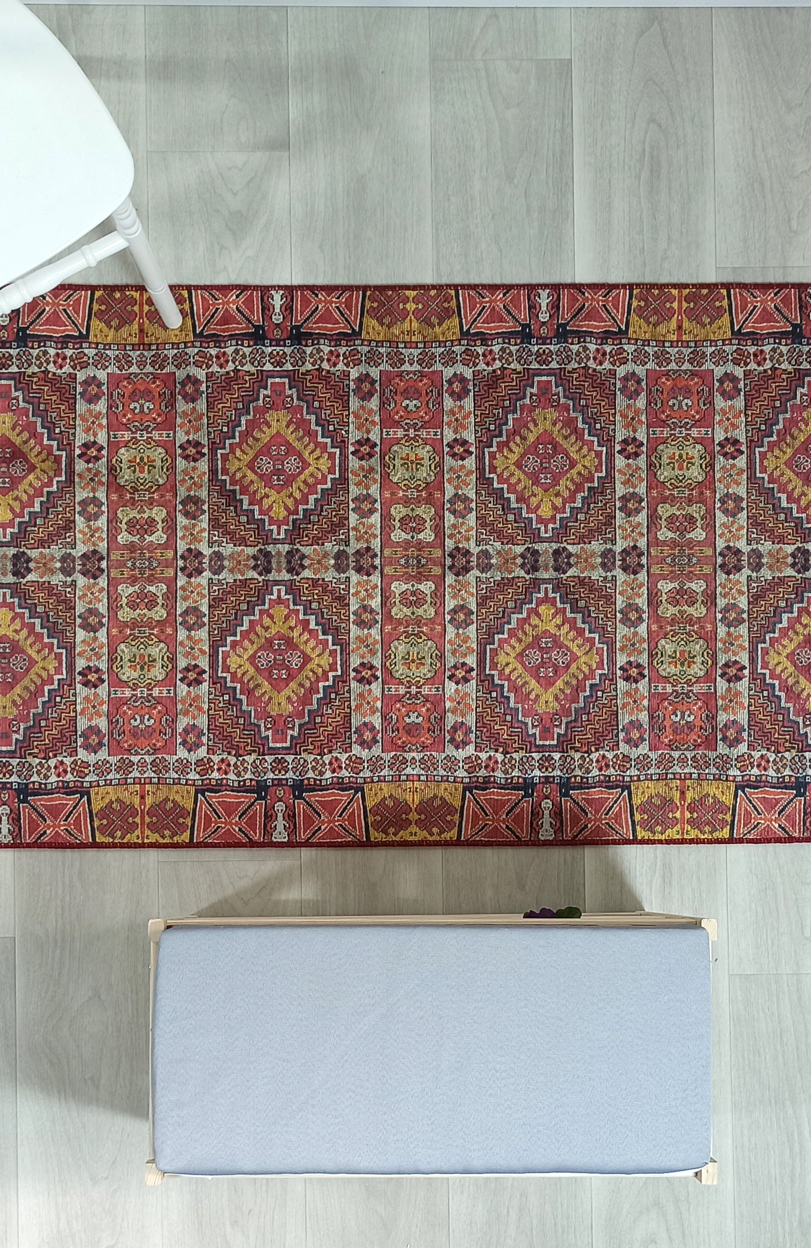 Persian Style Rug, Natural Ivory Colorful Geometry Rug