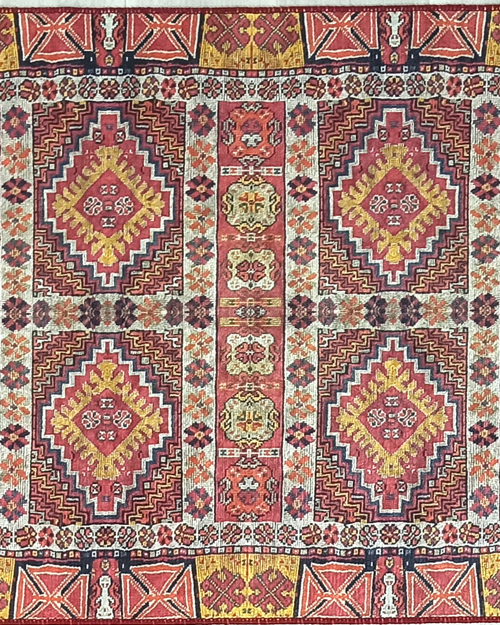 Persian Style Rug, Natural Ivory Colorful Geometry Rug