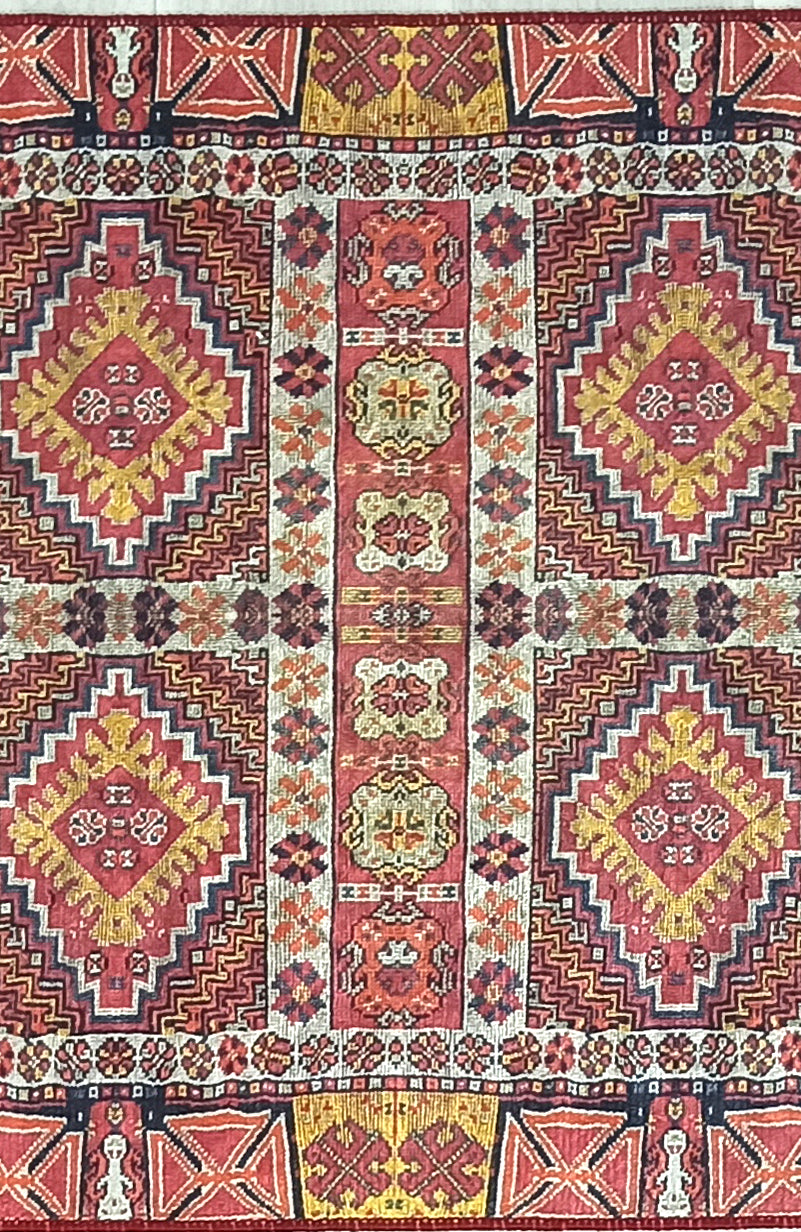 Persian Style Rug, Natural Ivory Colorful Geometry Rug