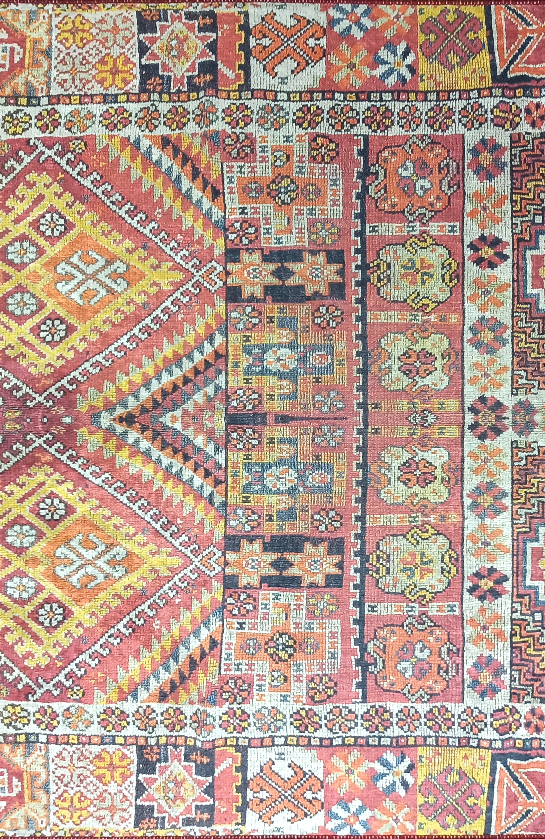 Persian Style Rug, Natural Ivory Colorful Geometry Rug