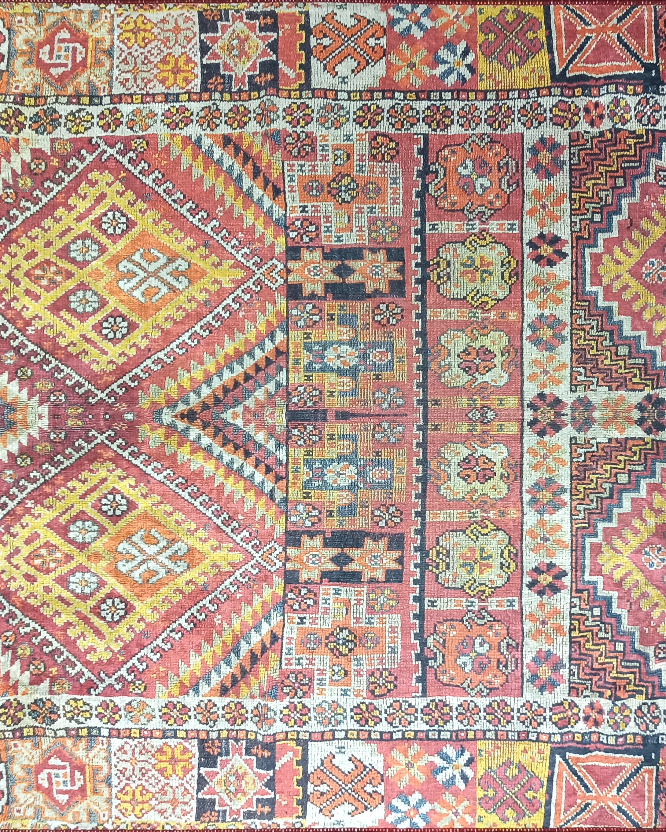 Persian Style Rug, Natural Ivory Colorful Geometry Rug