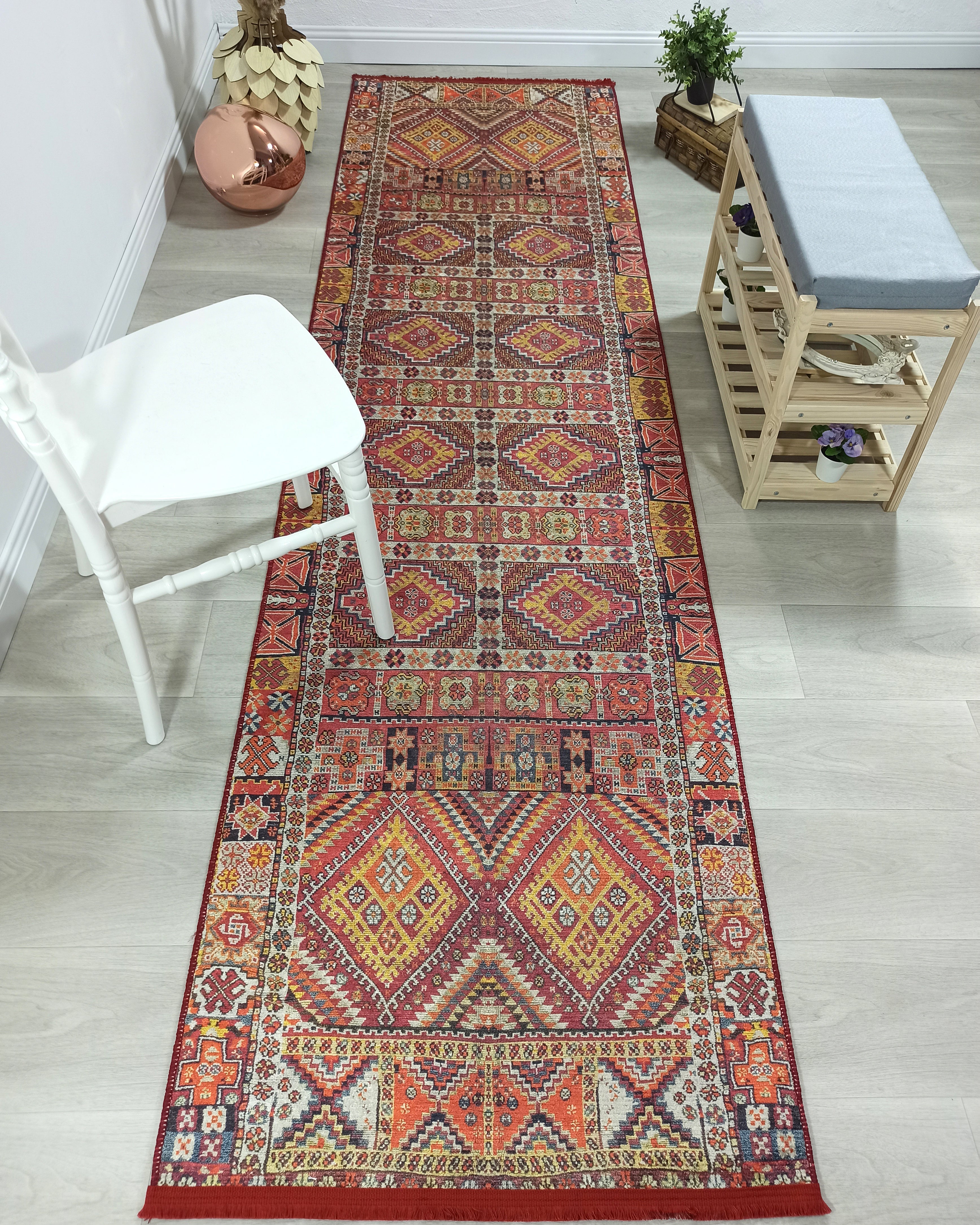 Persian Style Rug, Natural Ivory Colorful Geometry Rug