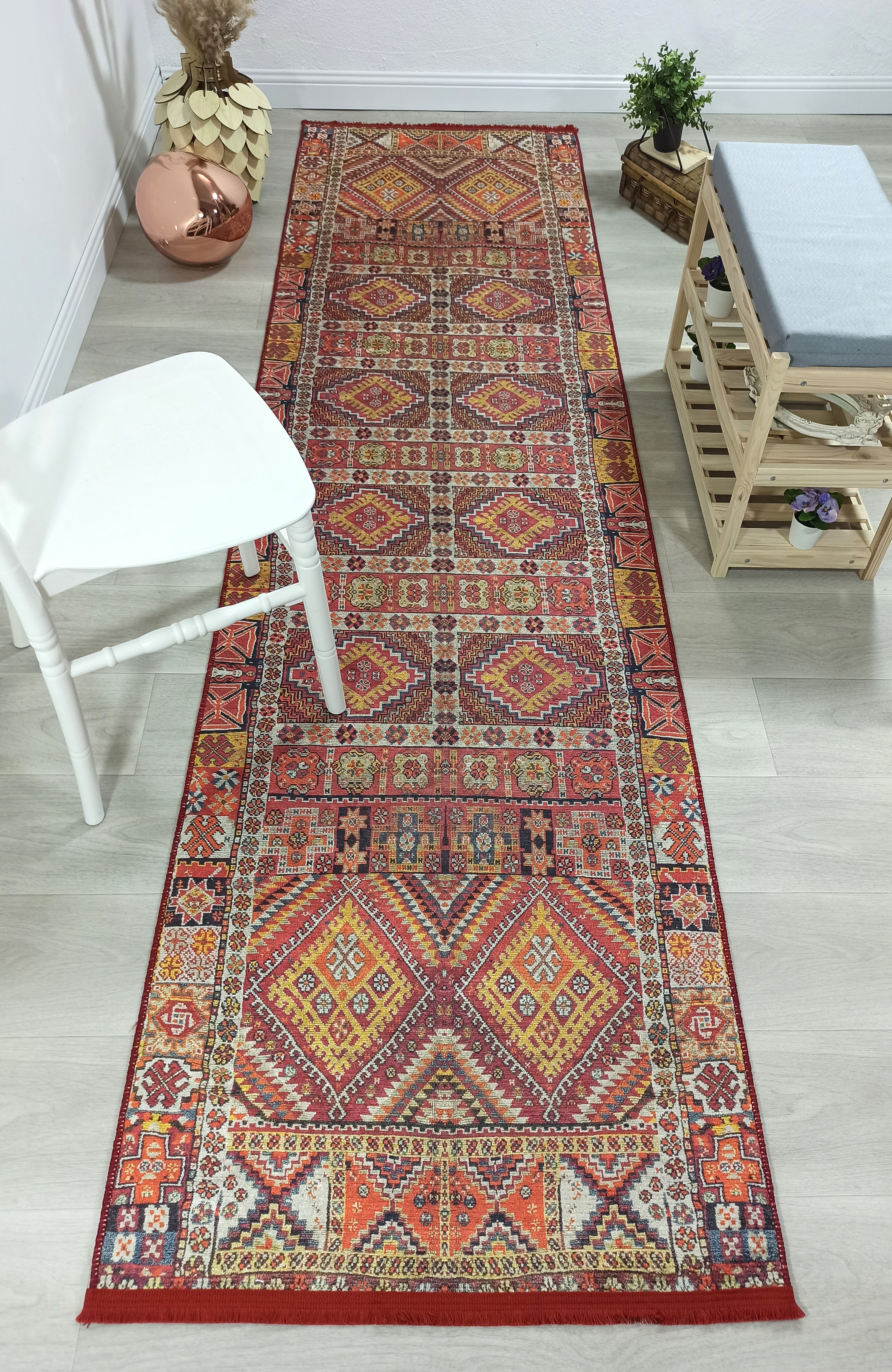 Persian Style Rug, Natural Ivory Colorful Geometry Rug