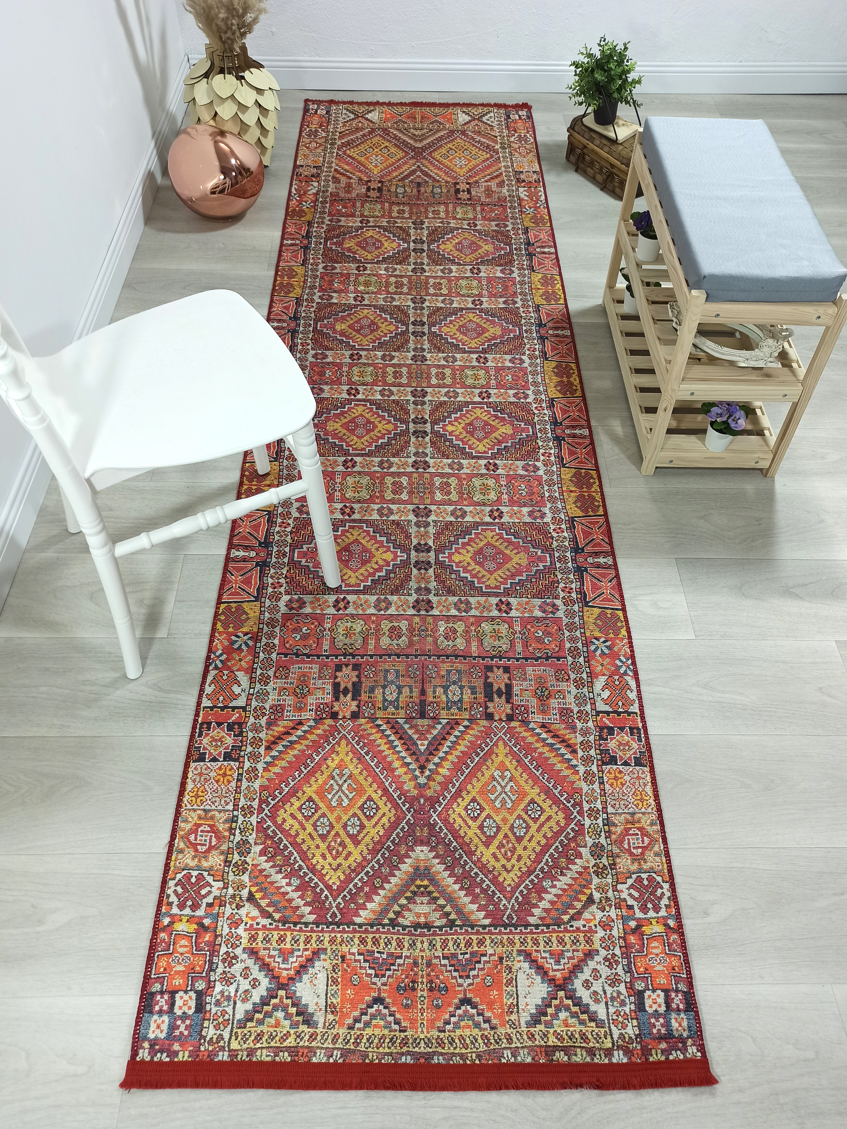 Persian Style Rug, Natural Ivory Colorful Geometry Rug