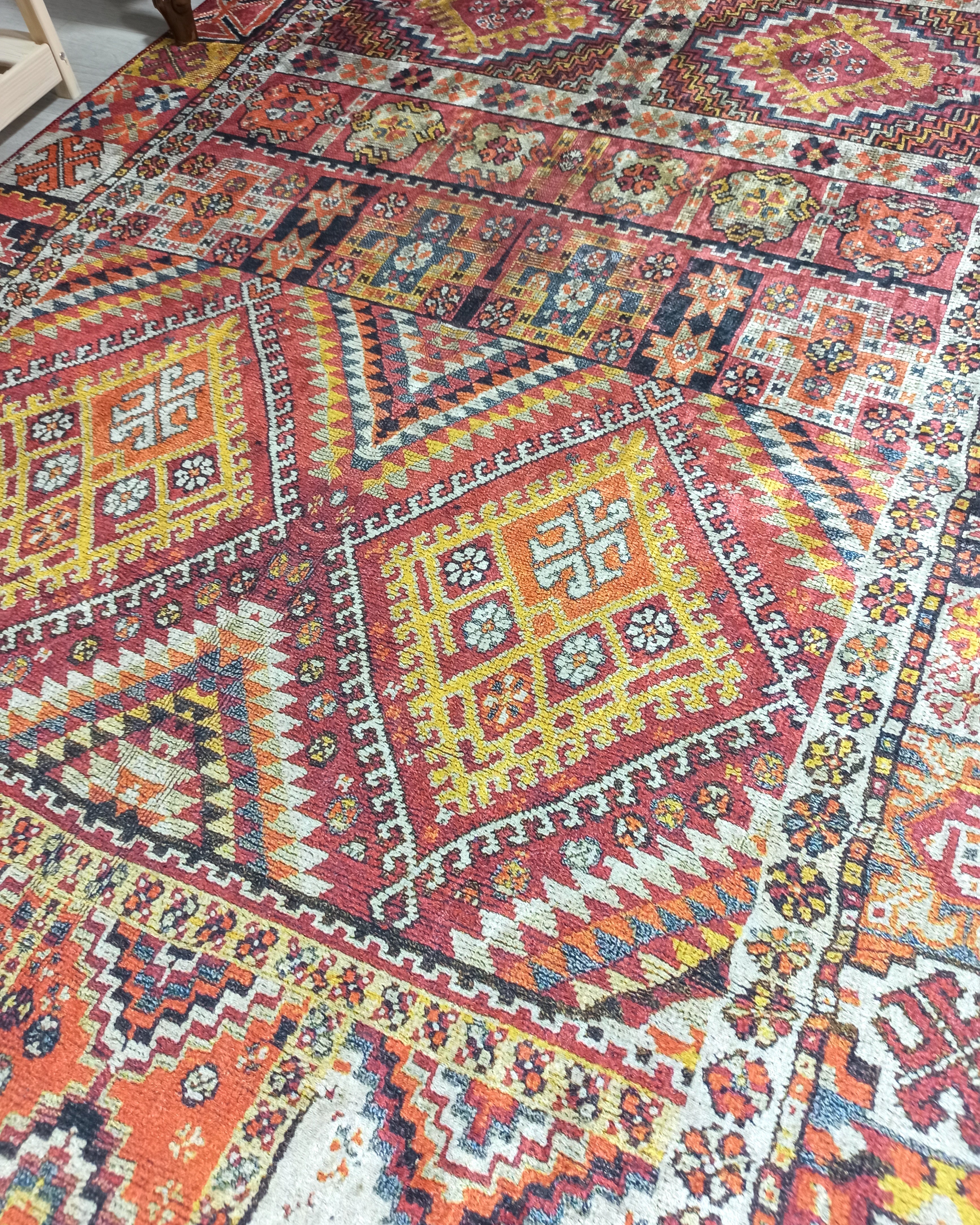 Persian Style Rug, Natural Ivory Colorful Geometry Rug