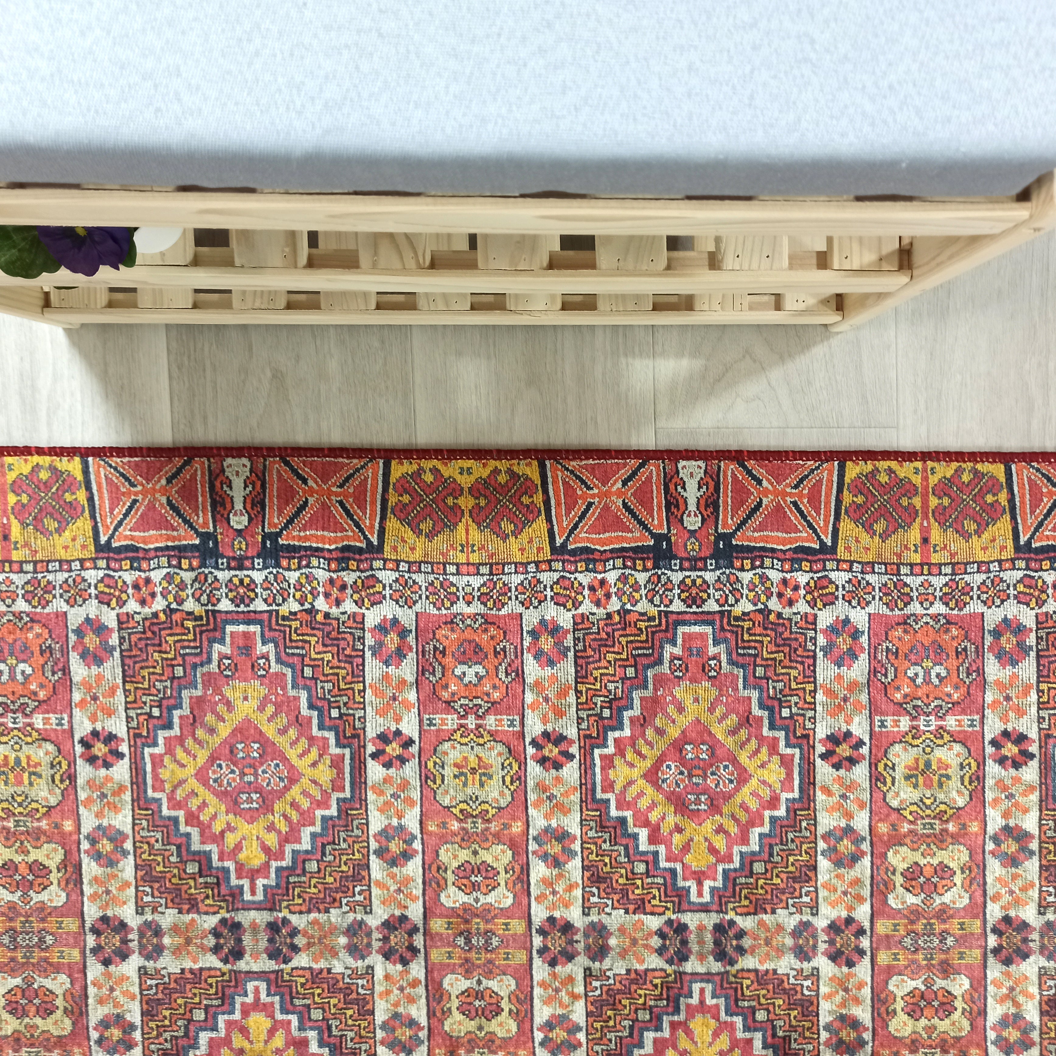 Persian Style Rug, Natural Ivory Colorful Geometry Rug