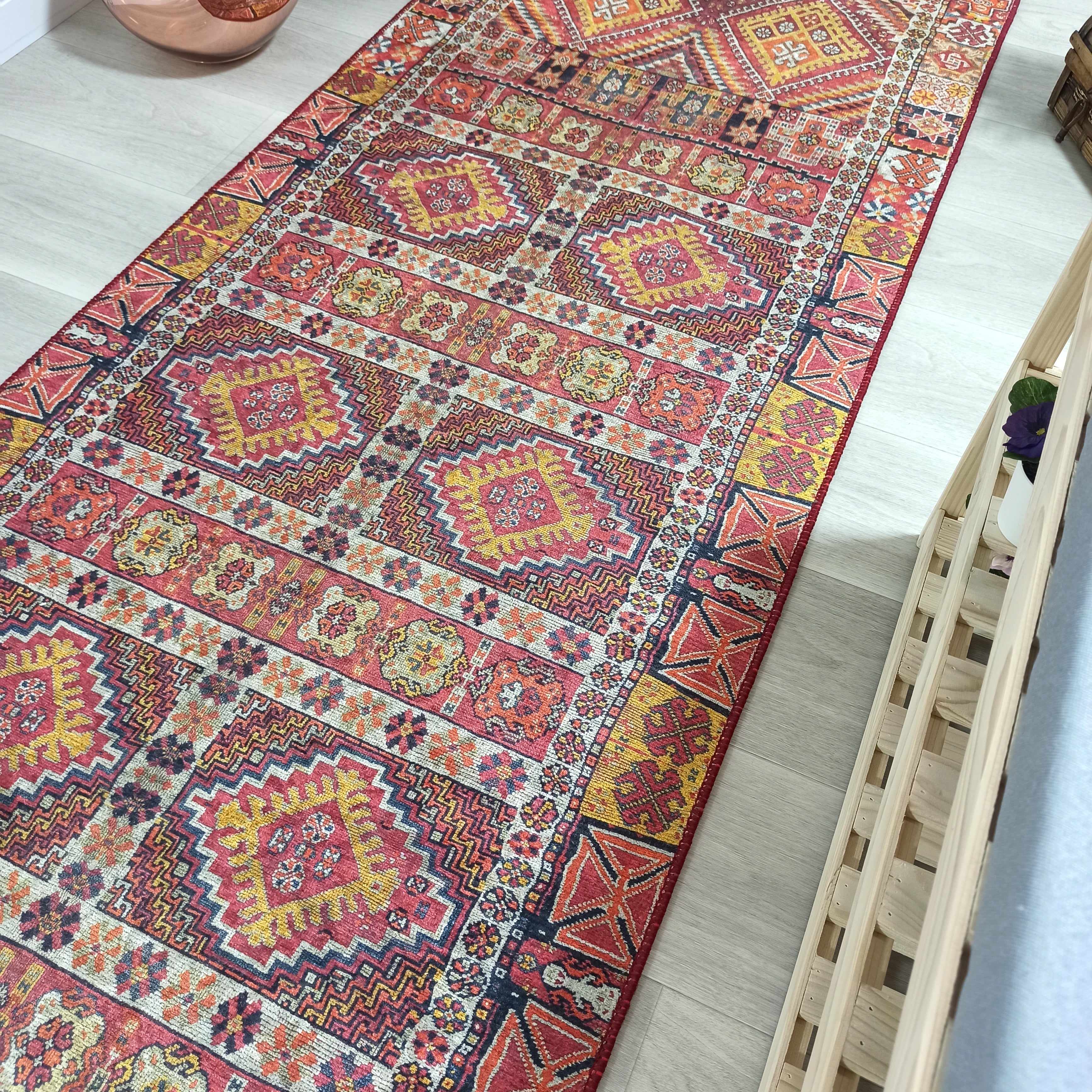 Persian Style Rug, Natural Ivory Colorful Geometry Rug