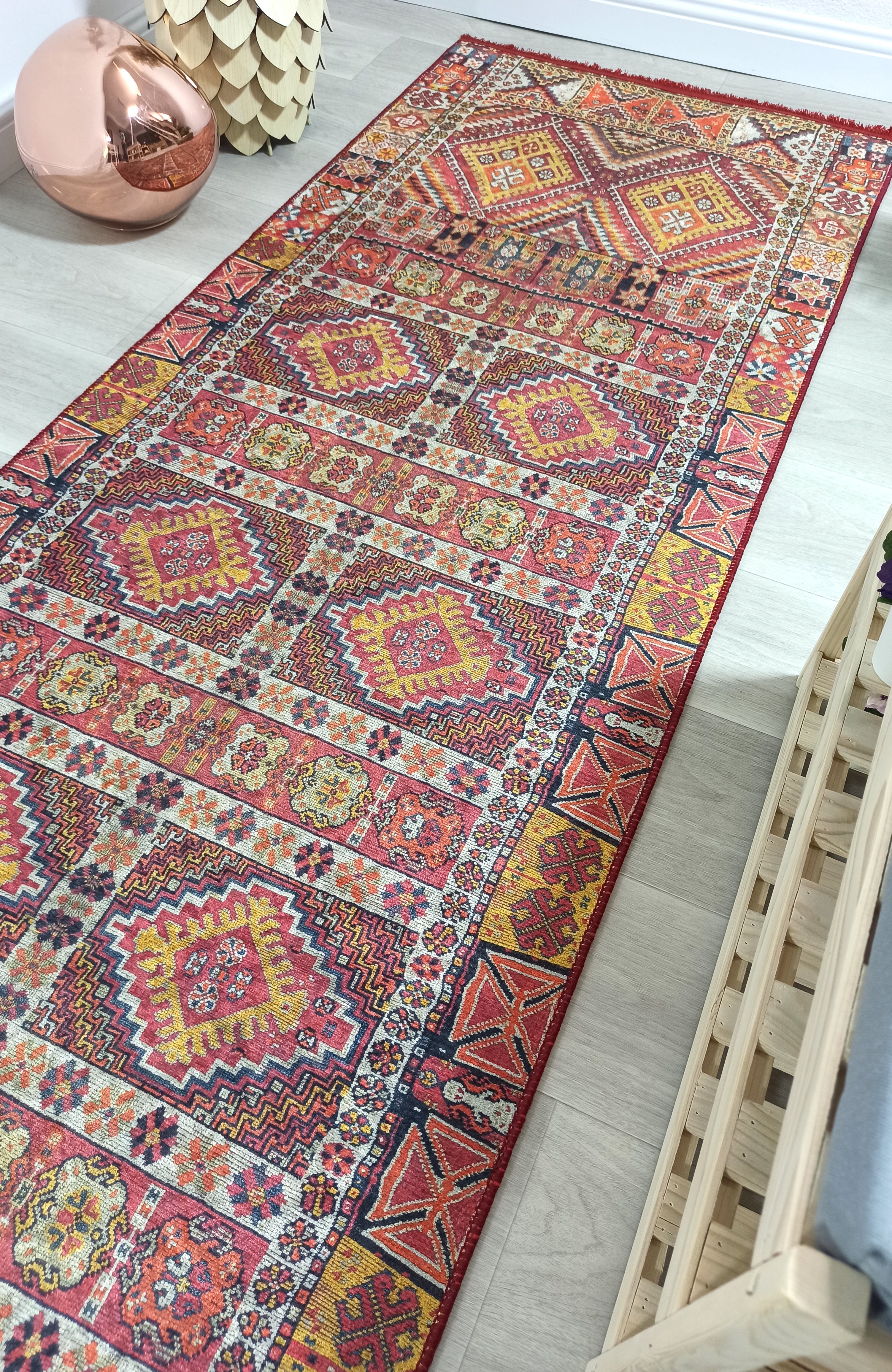 Persian Style Rug, Natural Ivory Colorful Geometry Rug