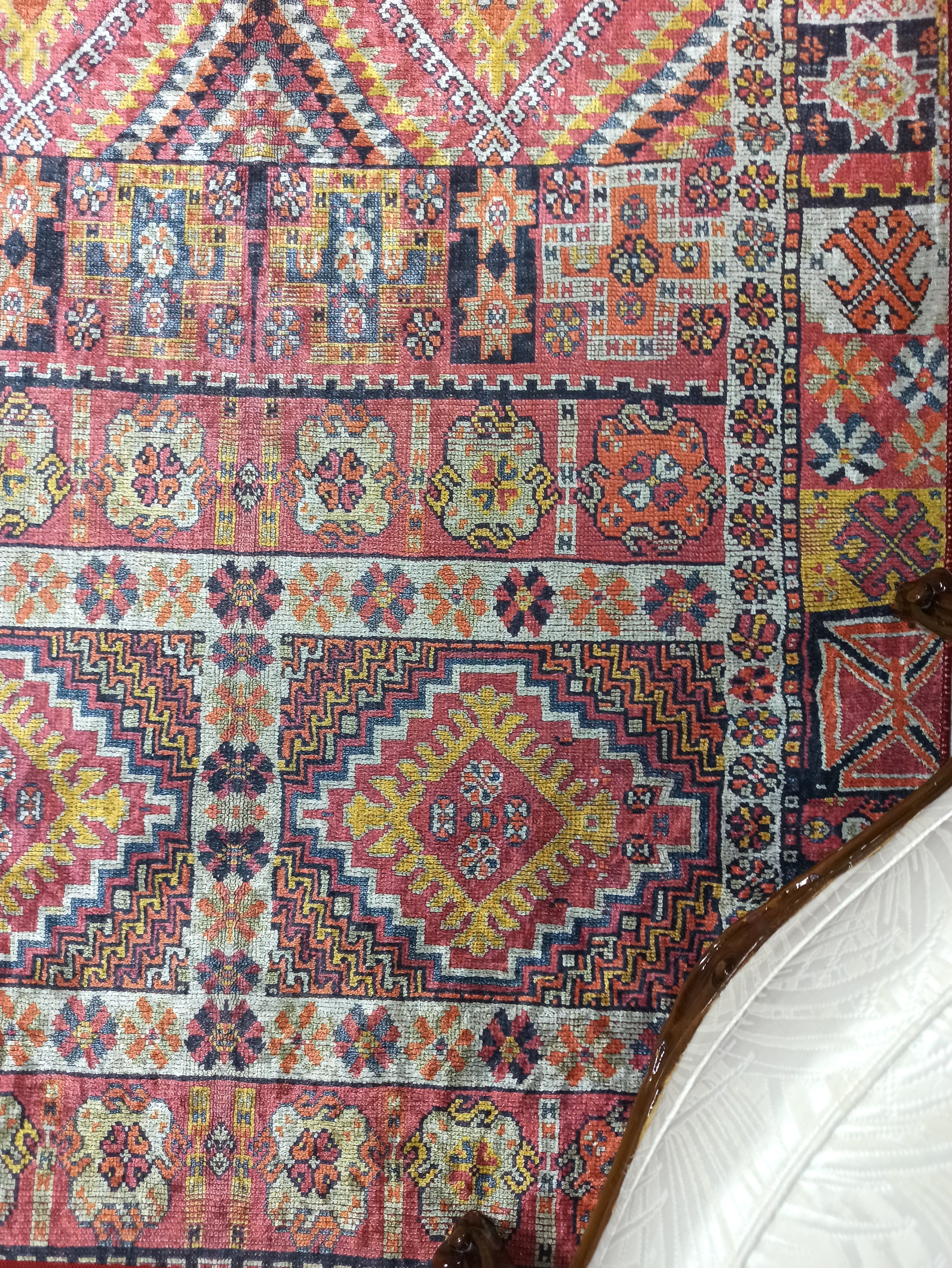 Persian Style Rug, Natural Ivory Colorful Geometry Rug