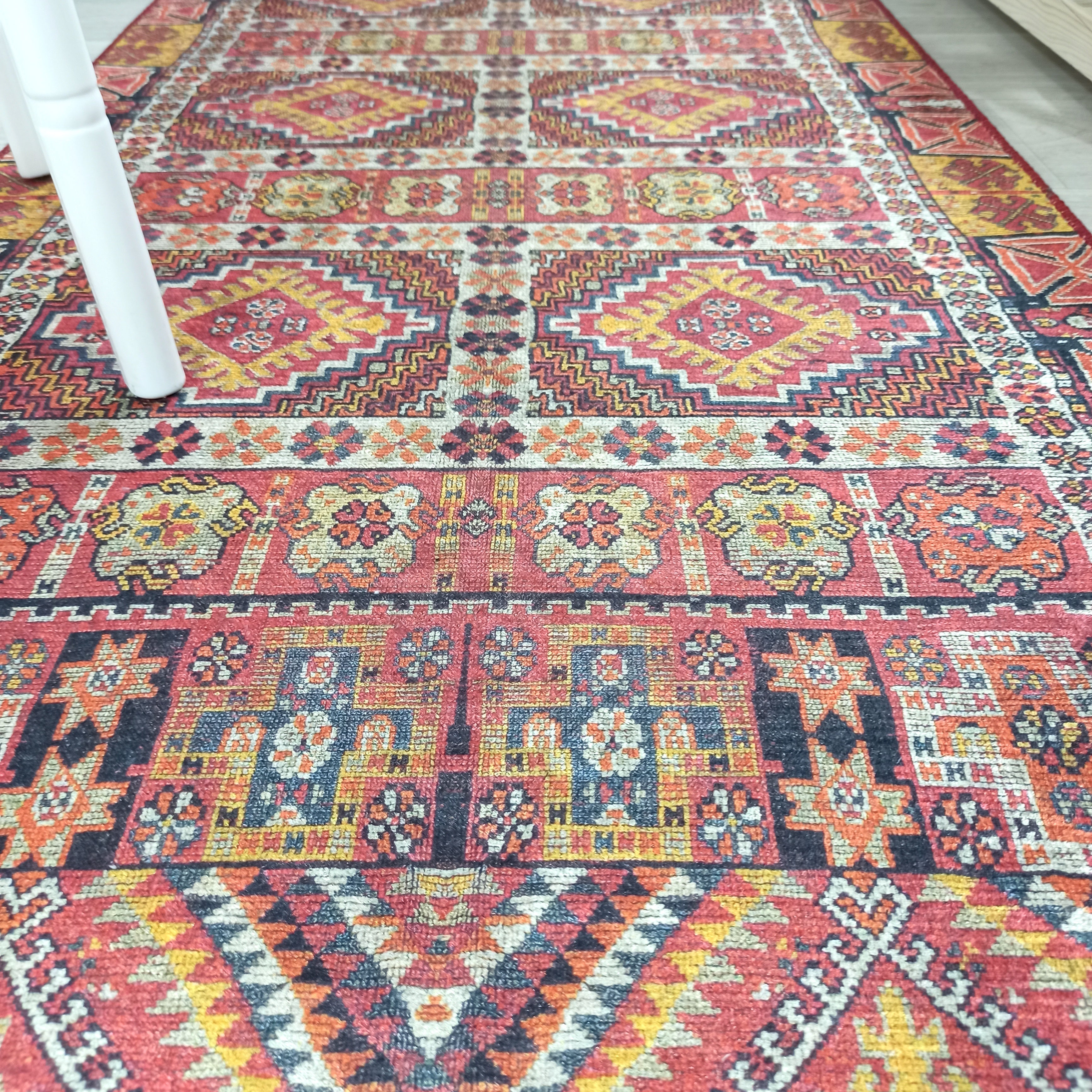 Persian Style Rug, Natural Ivory Colorful Geometry Rug