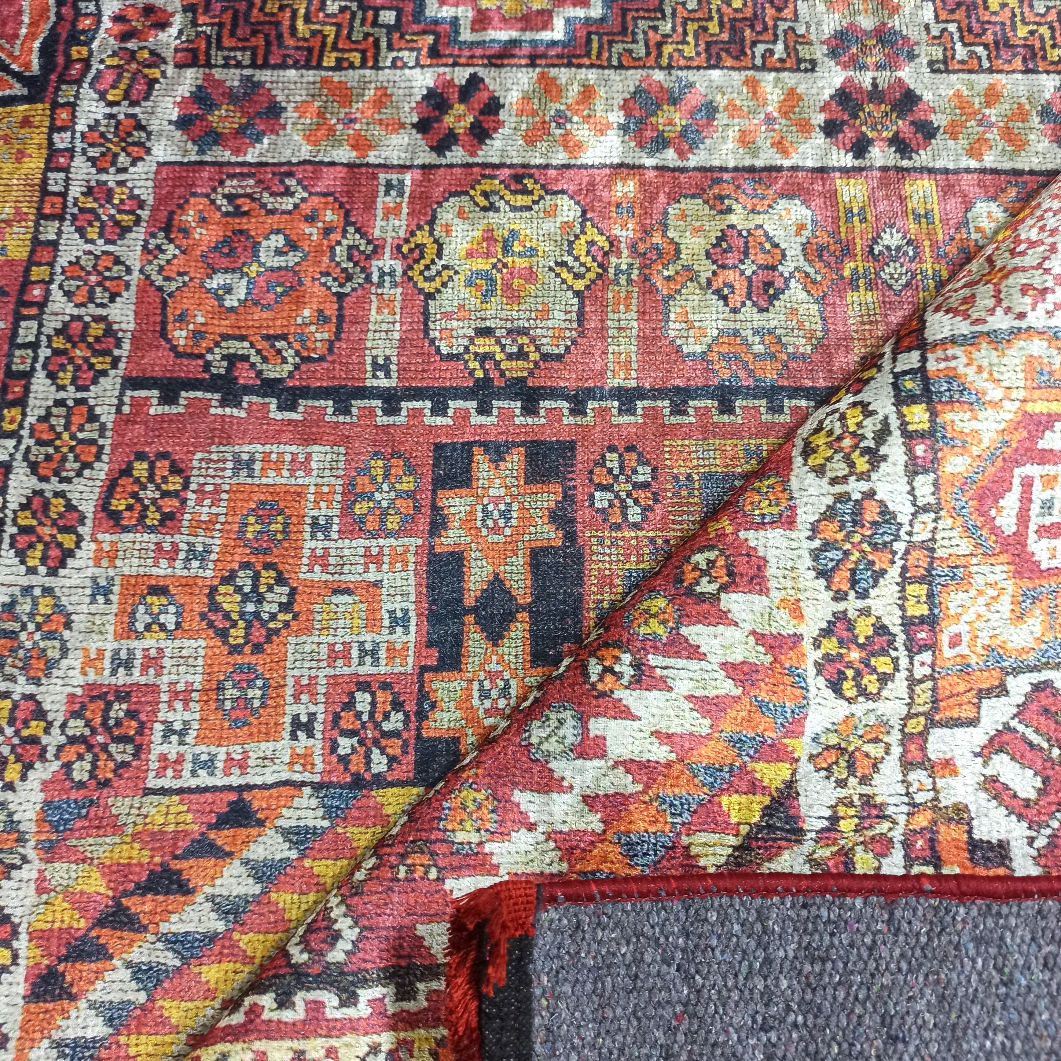 Persian Style Rug, Natural Ivory Colorful Geometry Rug