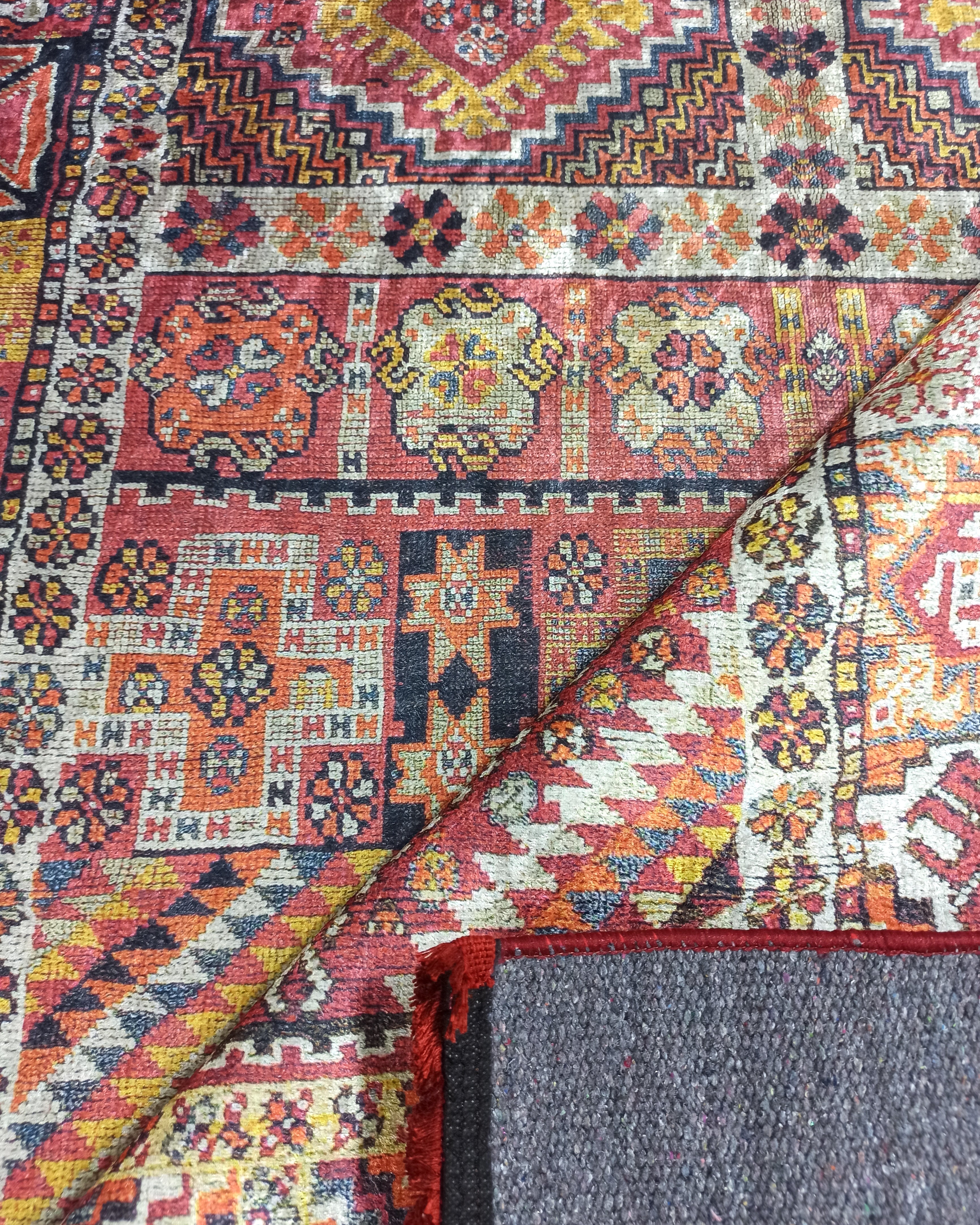 Persian Style Rug, Natural Ivory Colorful Geometry Rug