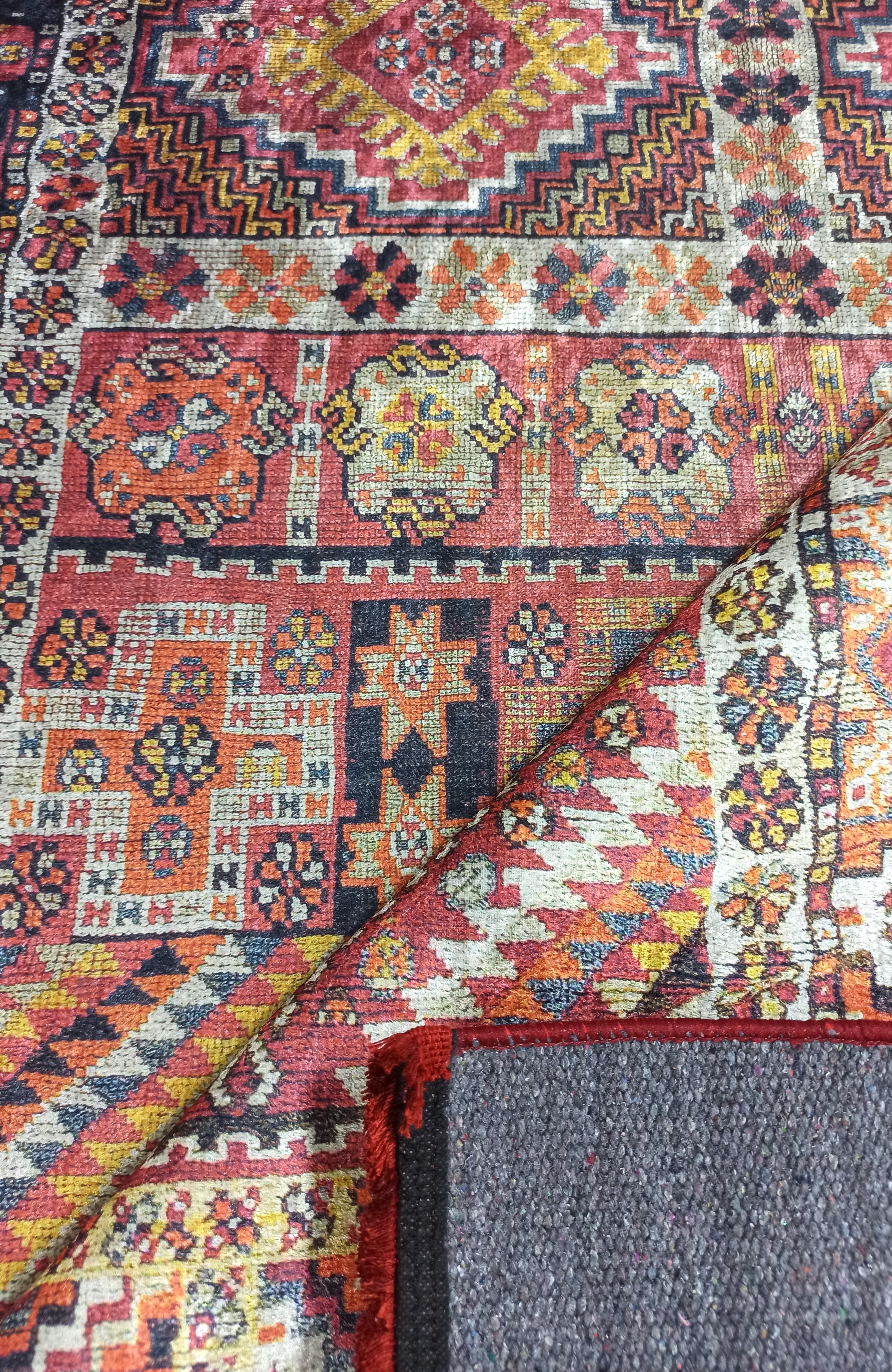 Persian Style Rug, Natural Ivory Colorful Geometry Rug