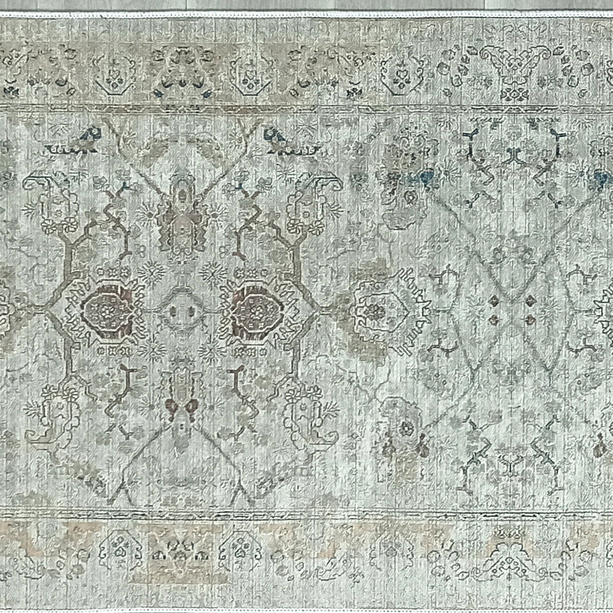 Turkish Oushak Neutral Faded Beige Vintage Design Rug