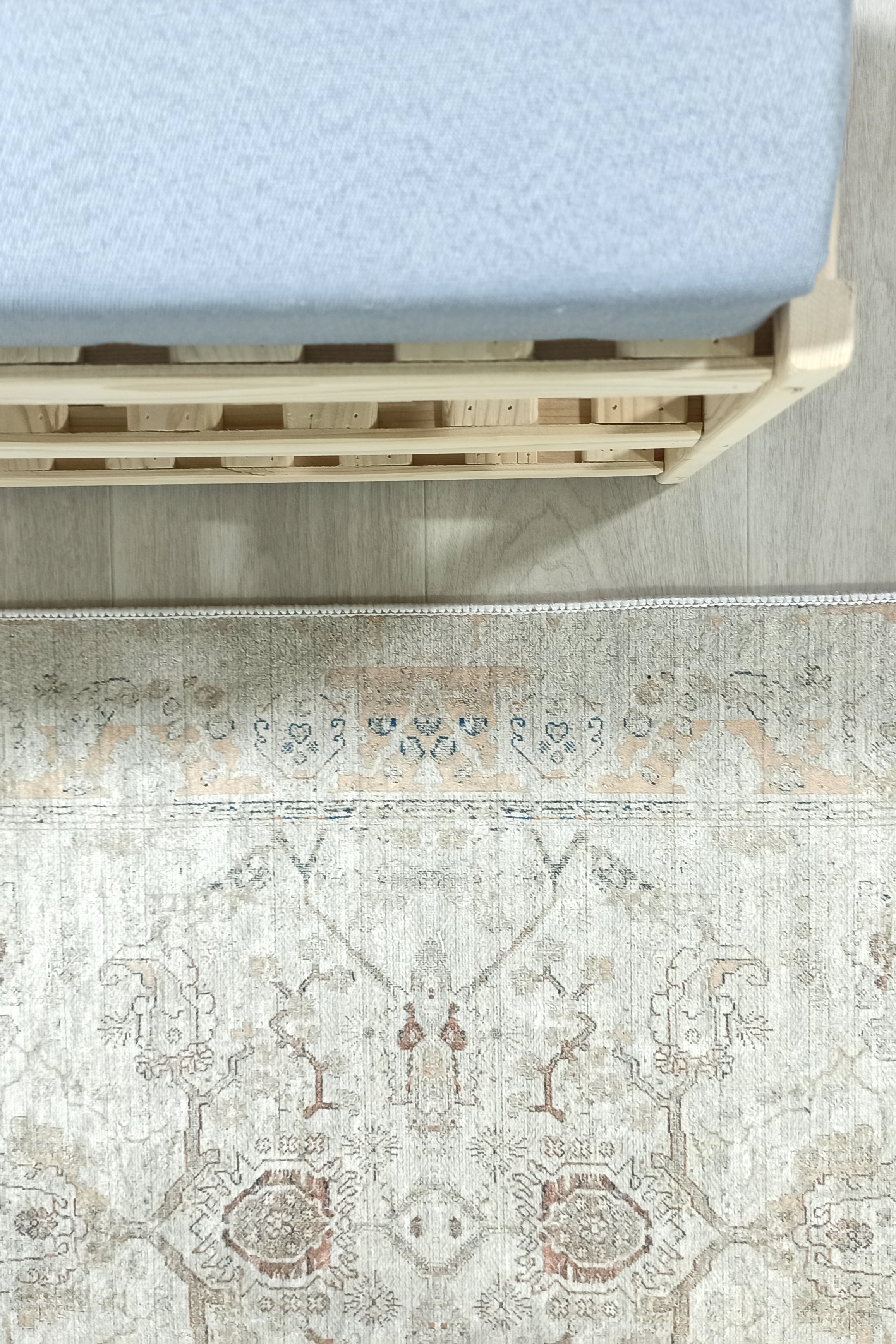 Turkish Oushak Neutral Faded Beige Vintage Design Rug