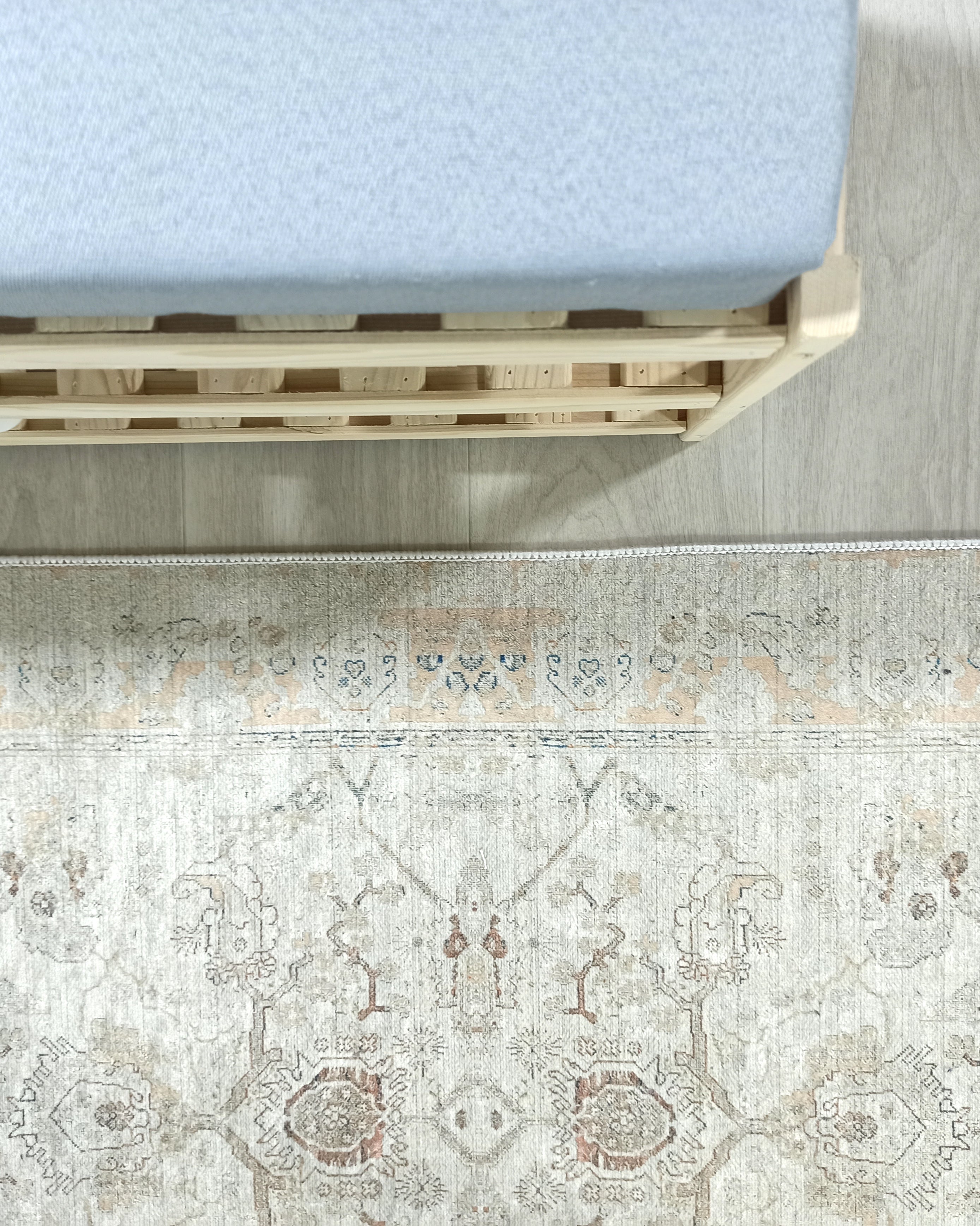 Turkish Oushak Neutral Faded Beige Vintage Design Rug