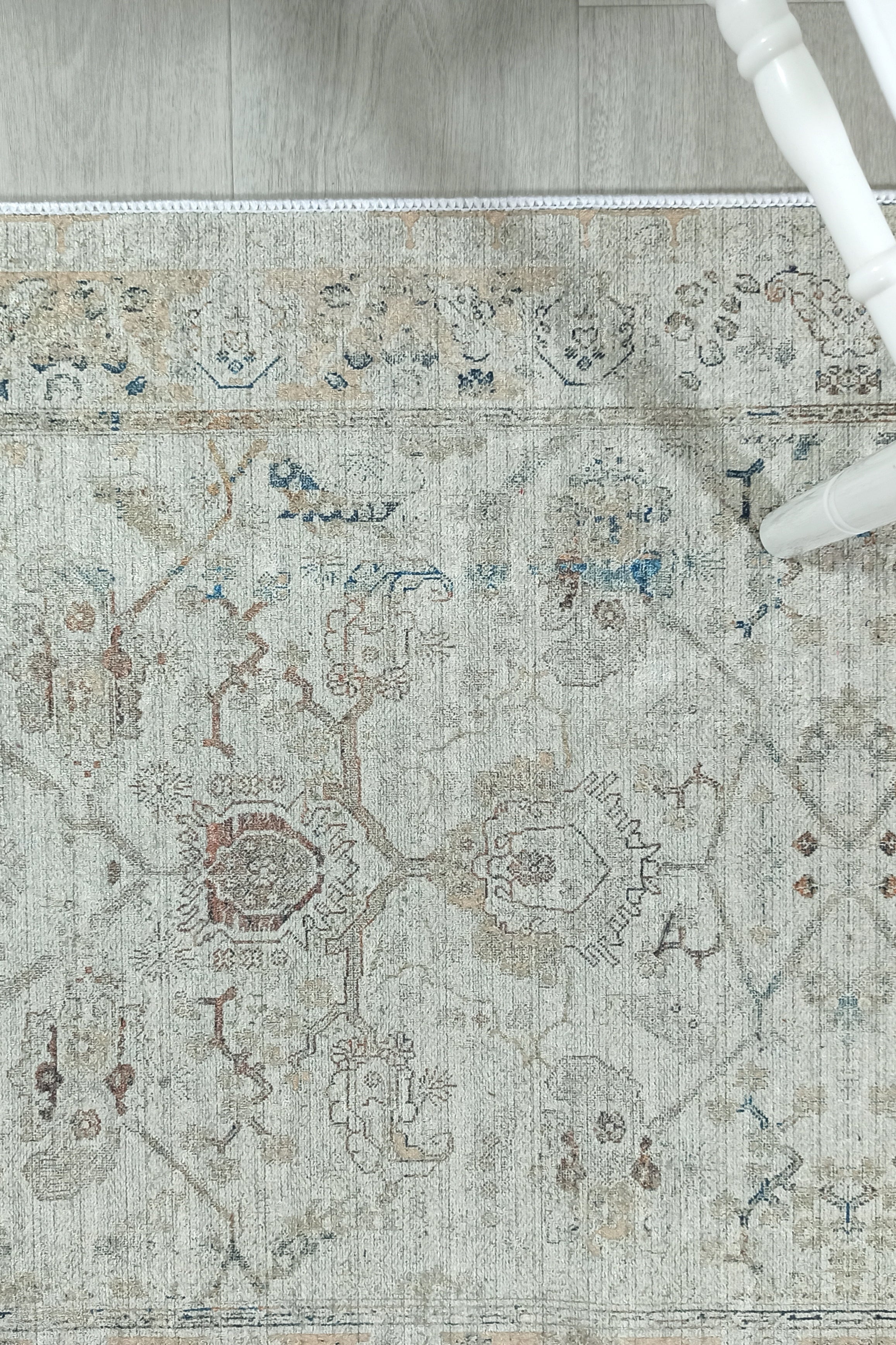 Turkish Oushak Neutral Faded Beige Vintage Design Rug