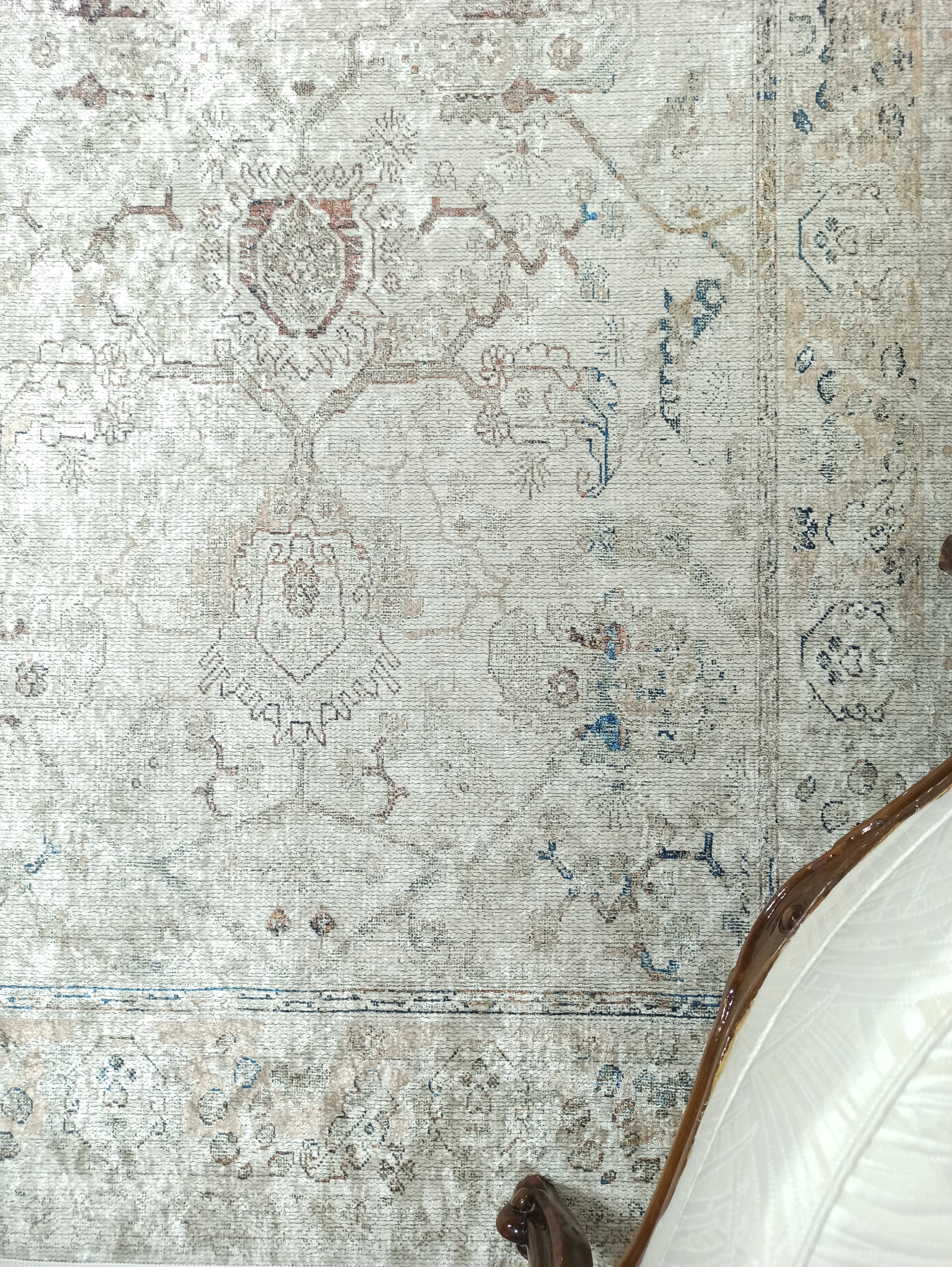 Turkish Oushak Neutral Faded Beige Vintage Design Rug