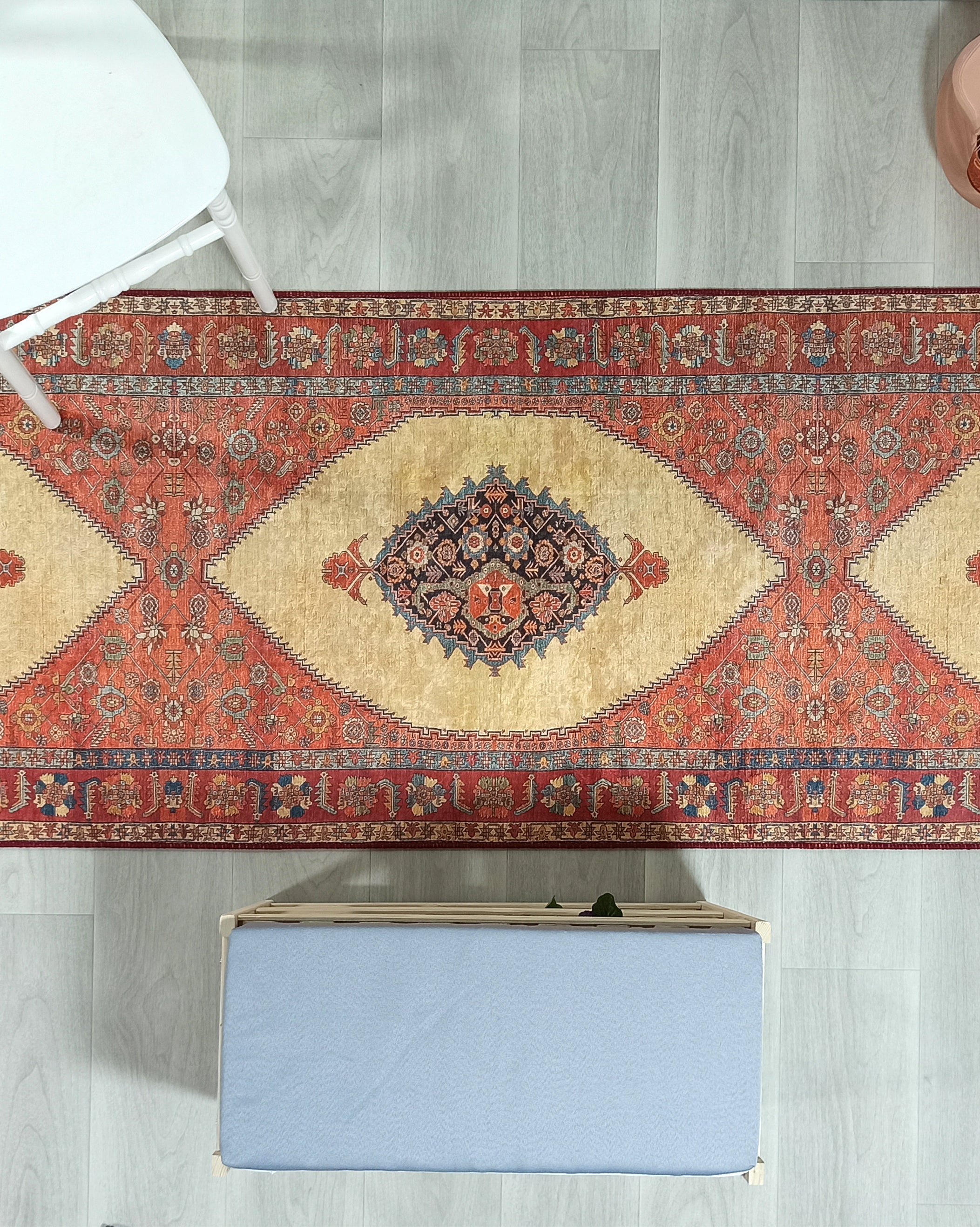 Persian Heriz Orange Beige Vintage Design Rug