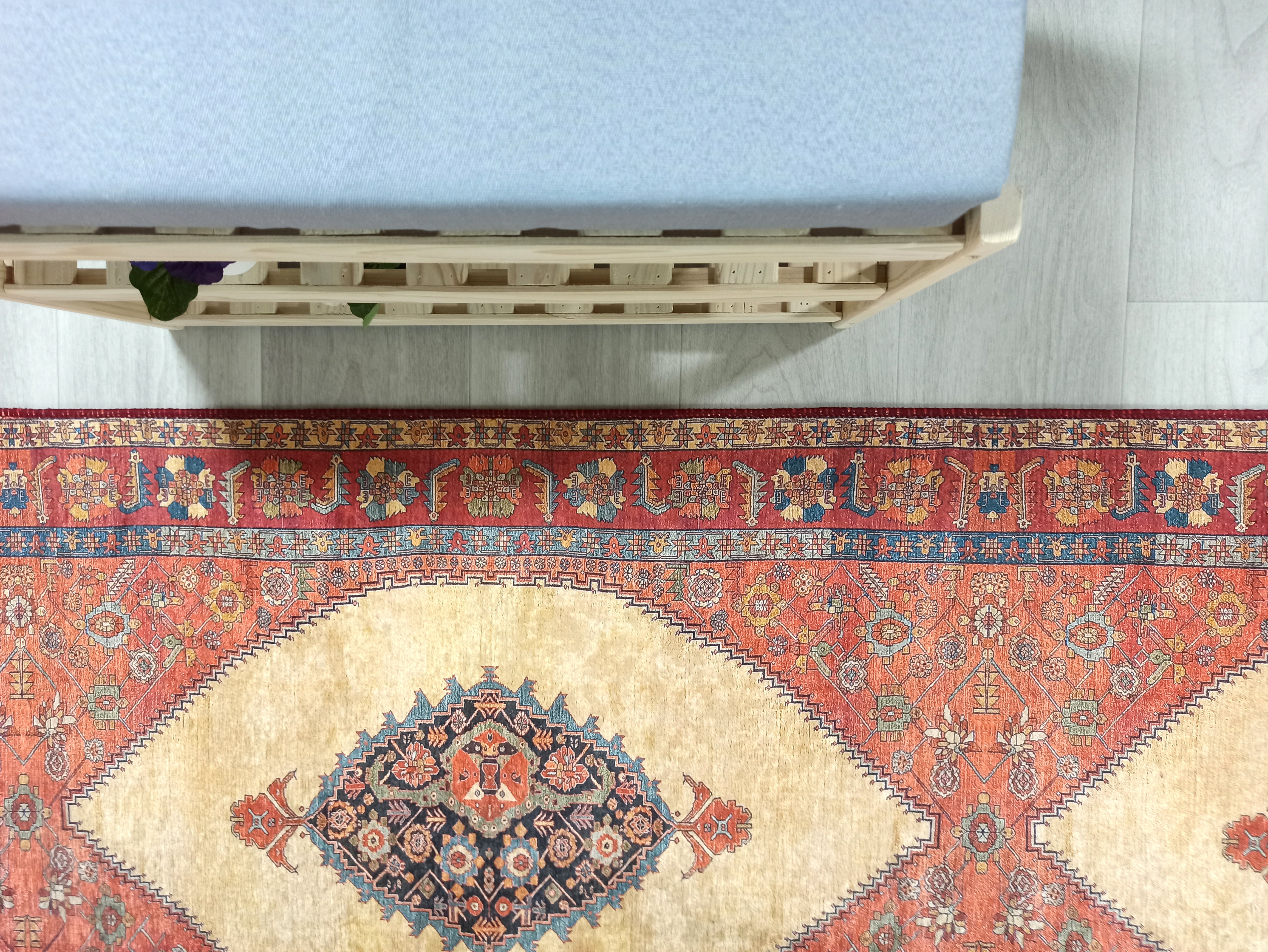 Persian Heriz Orange Beige Vintage Design Rug