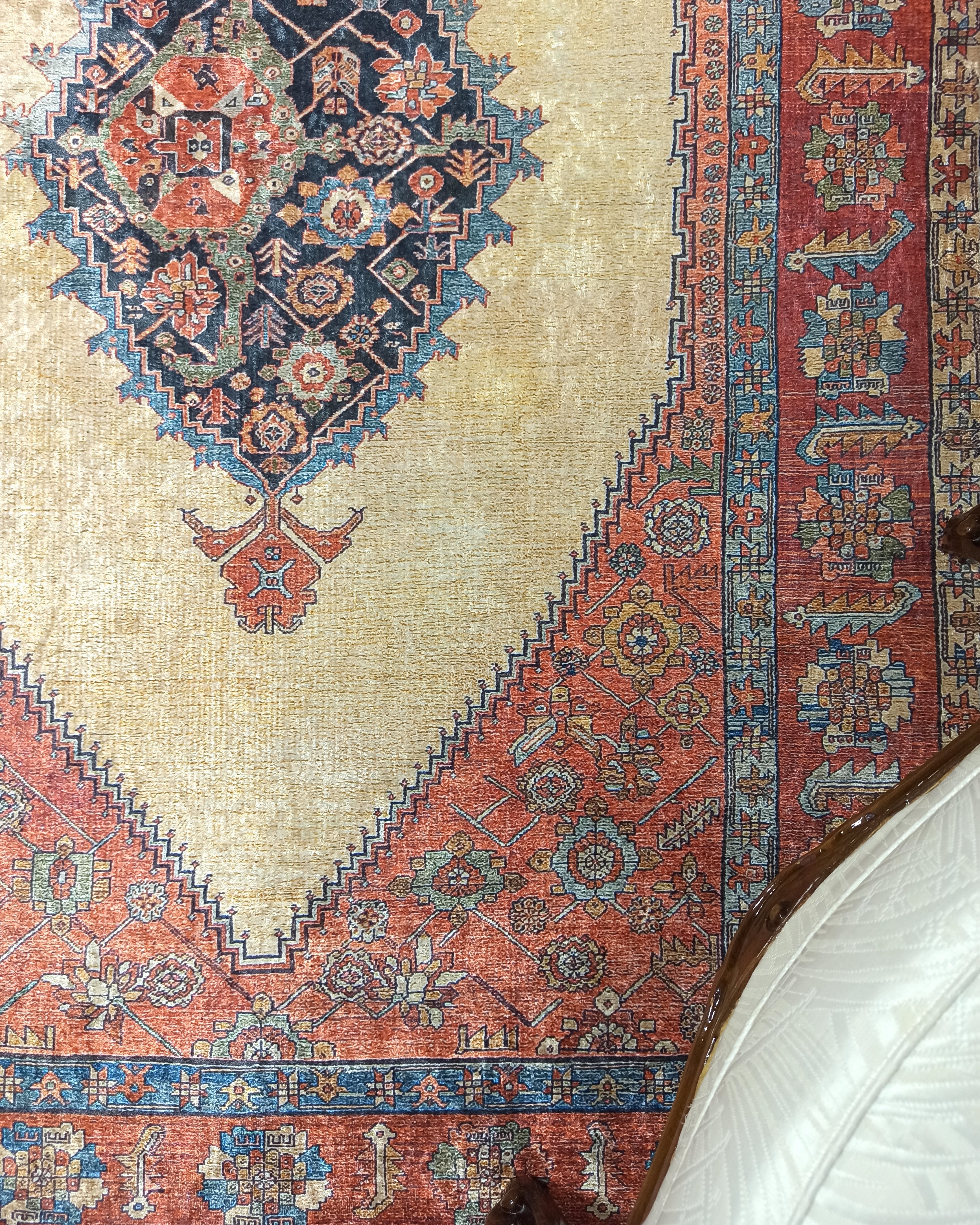 Persian Heriz Orange Beige Vintage Design Rug