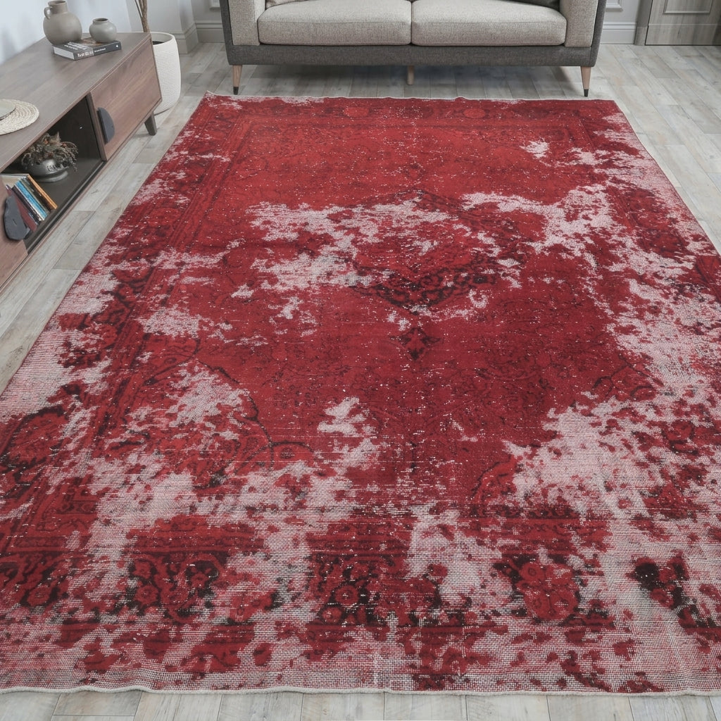 Floral pattern on the Sitarenaz Hacer overdyed vintage area rug – handmade in Anatolia, Turkey