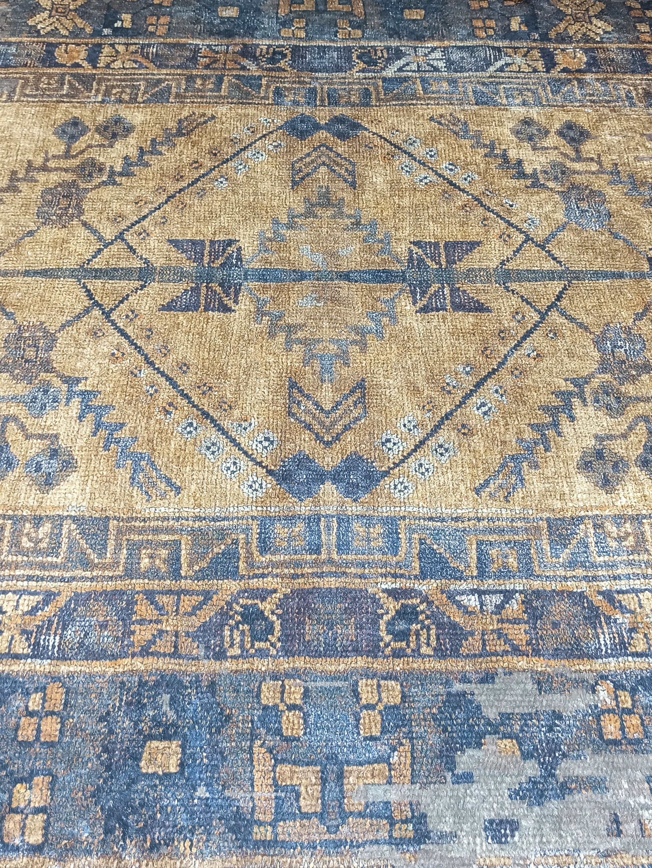 Persian Style Brown Yellow Vintage Design Farmhouse Rug