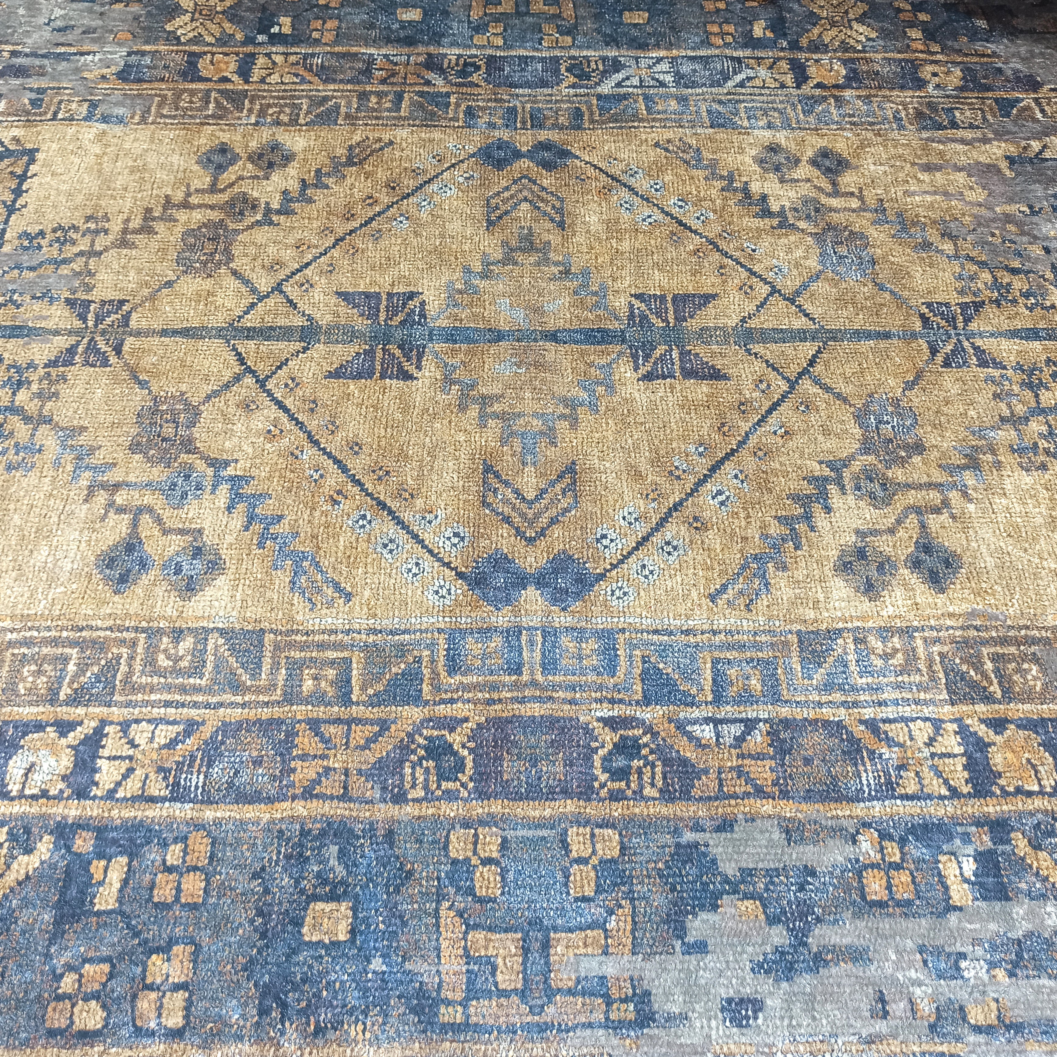 Persian Style Brown Yellow Vintage Design Farmhouse Rug