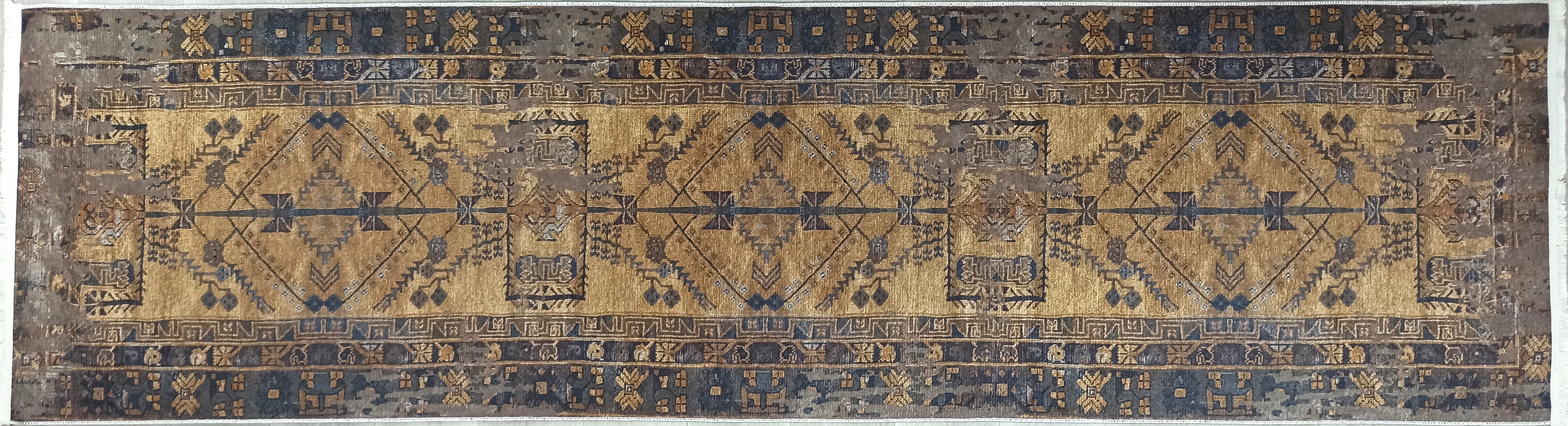 Persian Style Brown Yellow Vintage Design Farmhouse Rug